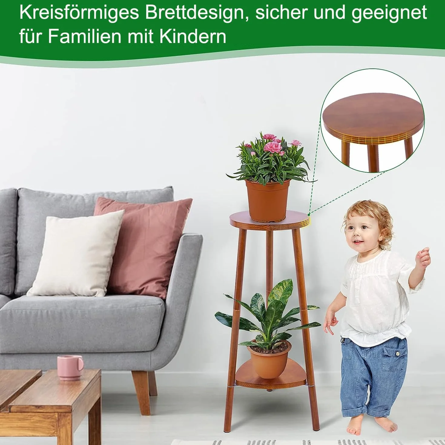 Support de Fleurs en Bois Modulable 2 Niveaux Étagère à Plantes