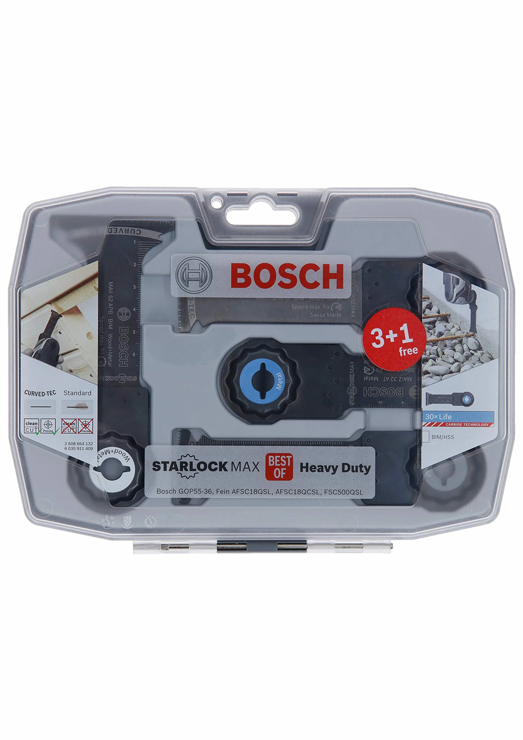 Bosch Accessories 4 pces. Jeu de lames plongeantes Starlock Best of Heavy Duty (pour le bois et le métal non durci, Starlock Max, accessoires pour outil multifonction)