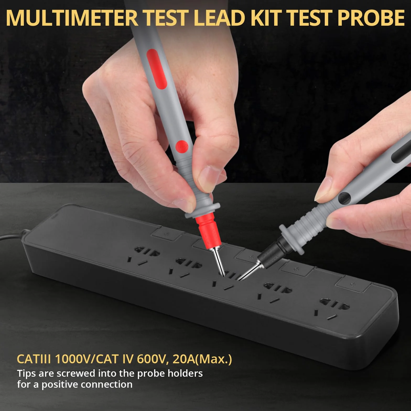 Multimètre électrique 21 en 1 avec pinces crocodile, sonde de test, pince à ressort, prise banane, voltmètre pour testeur de circuit de tension