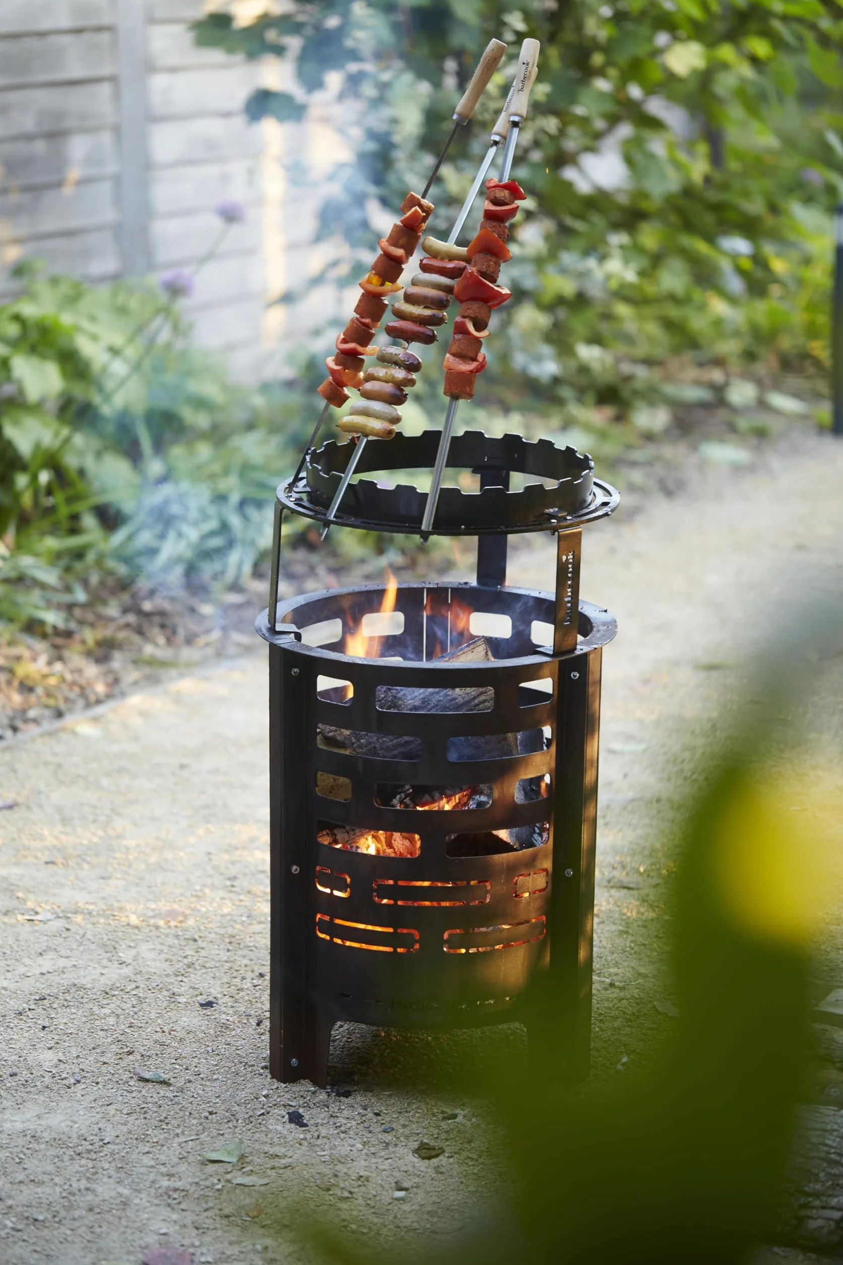 Barbecook Brochettes de Barbecue Réutilisables Set de 3 XL, Acier Inoxydable et Bois, 65cm