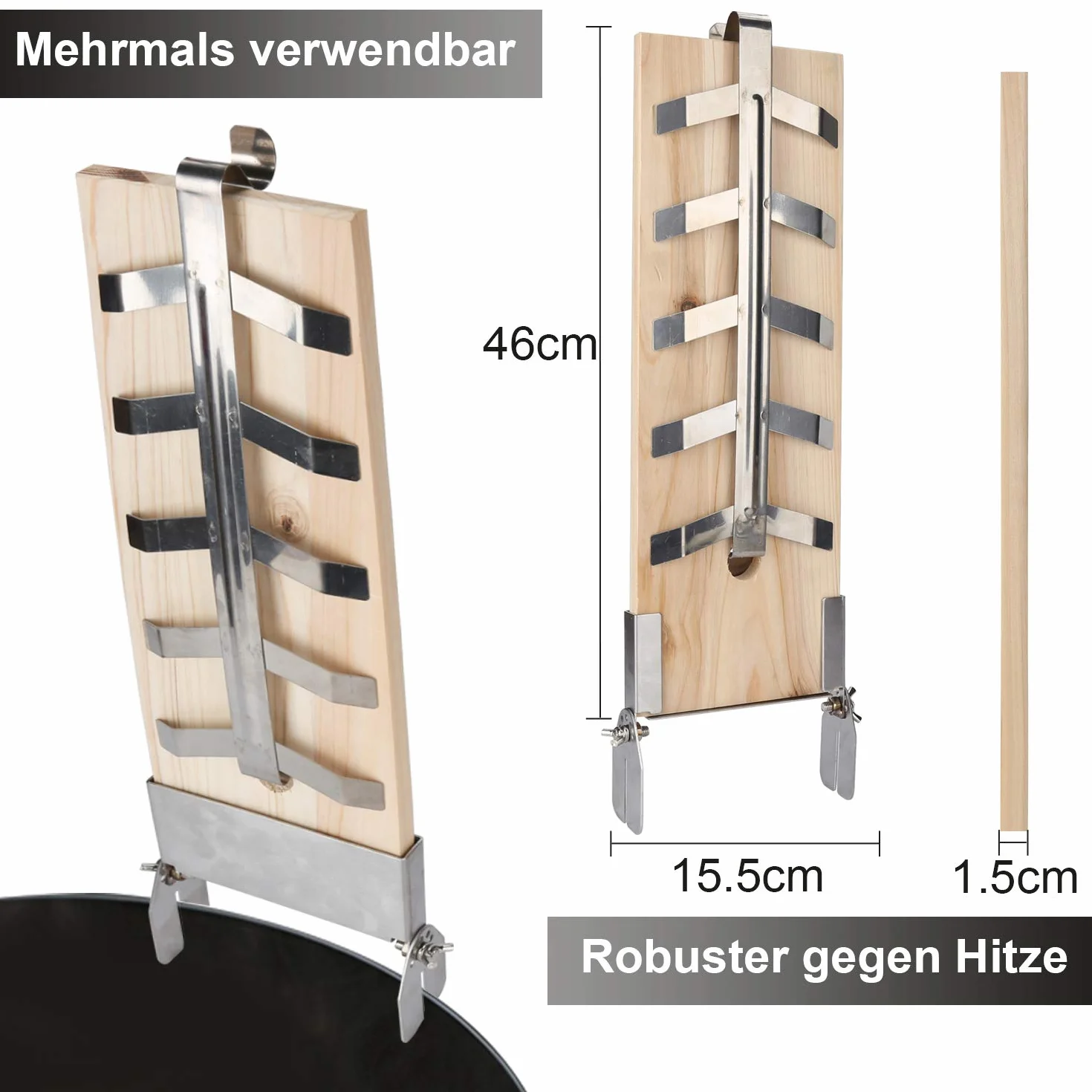 Lot de 4 planches à saumon en acier inoxydable avec supports inclinables pour brasero barbecue