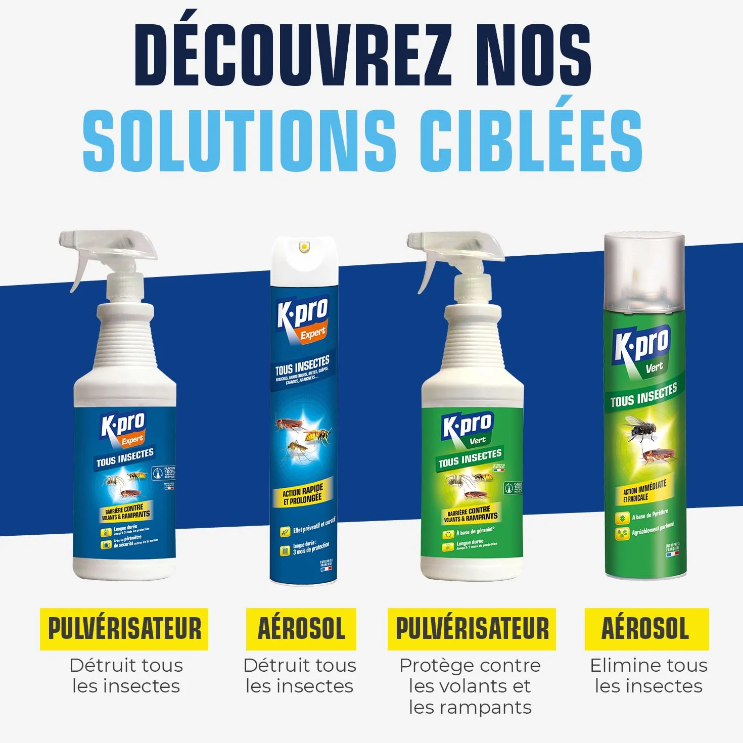 K.PRO Barrière Tous Insectes Volants et Rampants 1L - Effet Préventif et Curatif