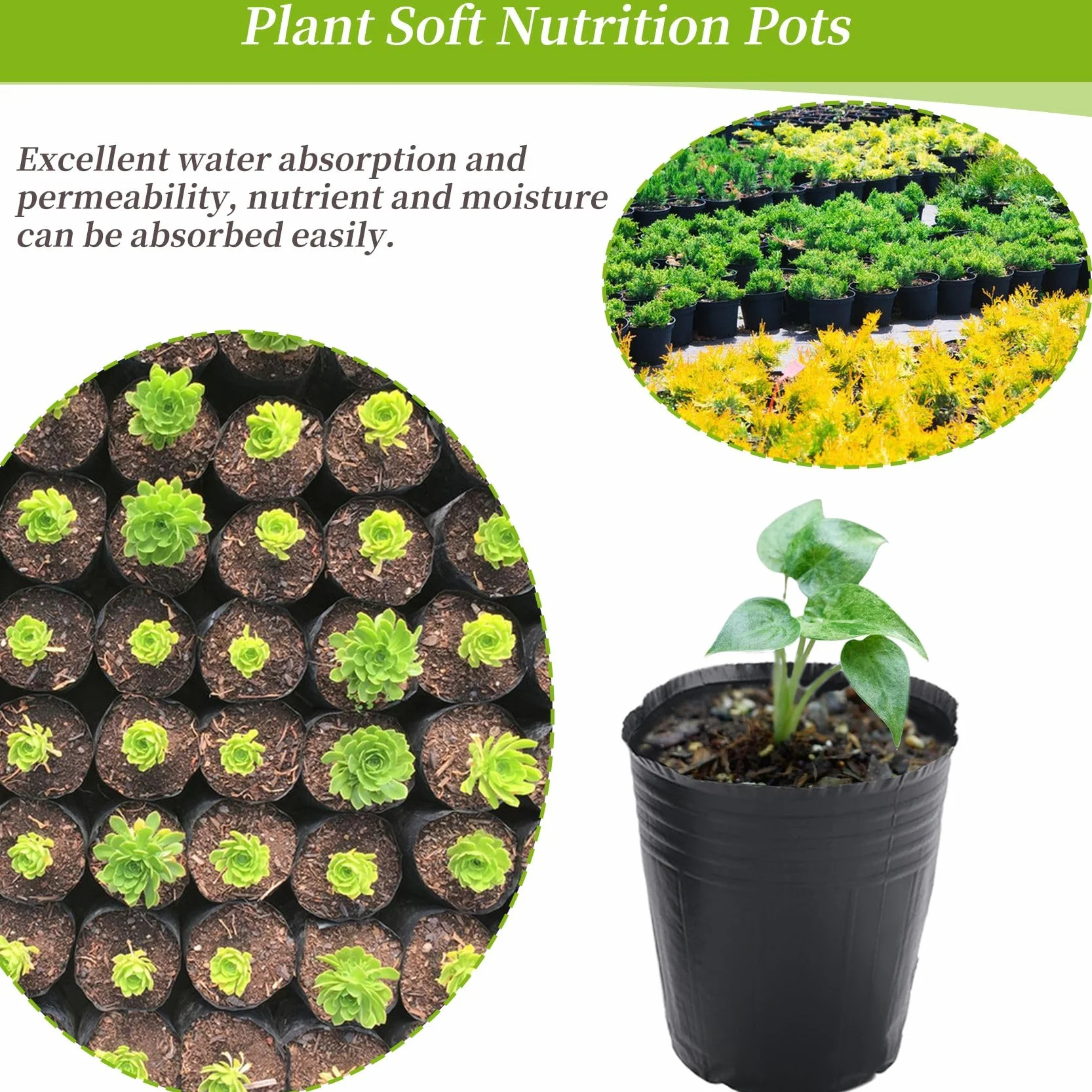 Pot de Pépinière en Plastique 8cm x 8cm Conteneur de Propagation de Plantes 500 Pièces