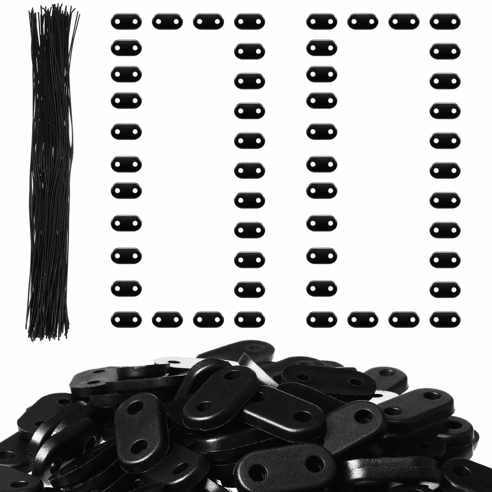 Kit de Fixation de Clôture Attache Brise Vue PVC Résistants Intempéries 100 Clips Montage + Attaches Câble Jardin Noir