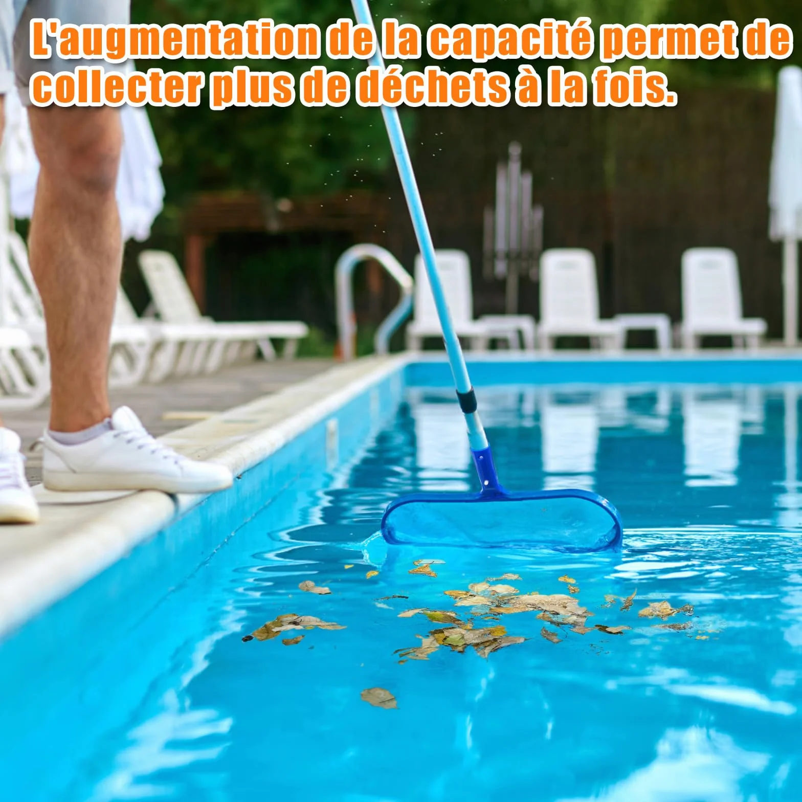 LIHAO Épuisette Surface Piscine Bassins Fontaines, Filet à Mailles Grand Capacité