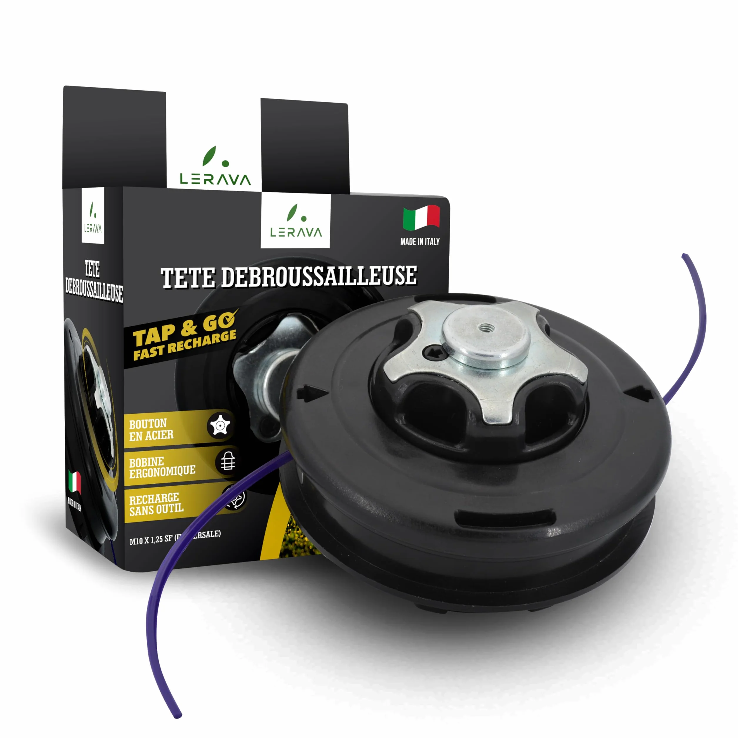 LERAVA Tête débroussailleuse Universelle M10 x1,25 Tap & Go Compatible Stihl Echo