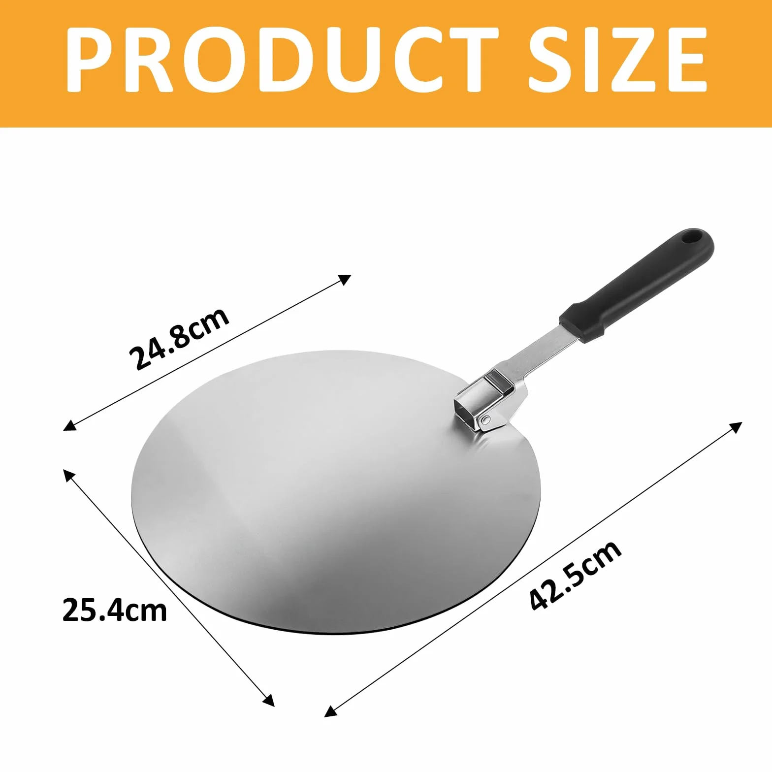 Spatule Pizza 10 Pouces Inoxydable avec Poignée Pliable, Plaque Pizza Barbecue 30.5x29.5cm