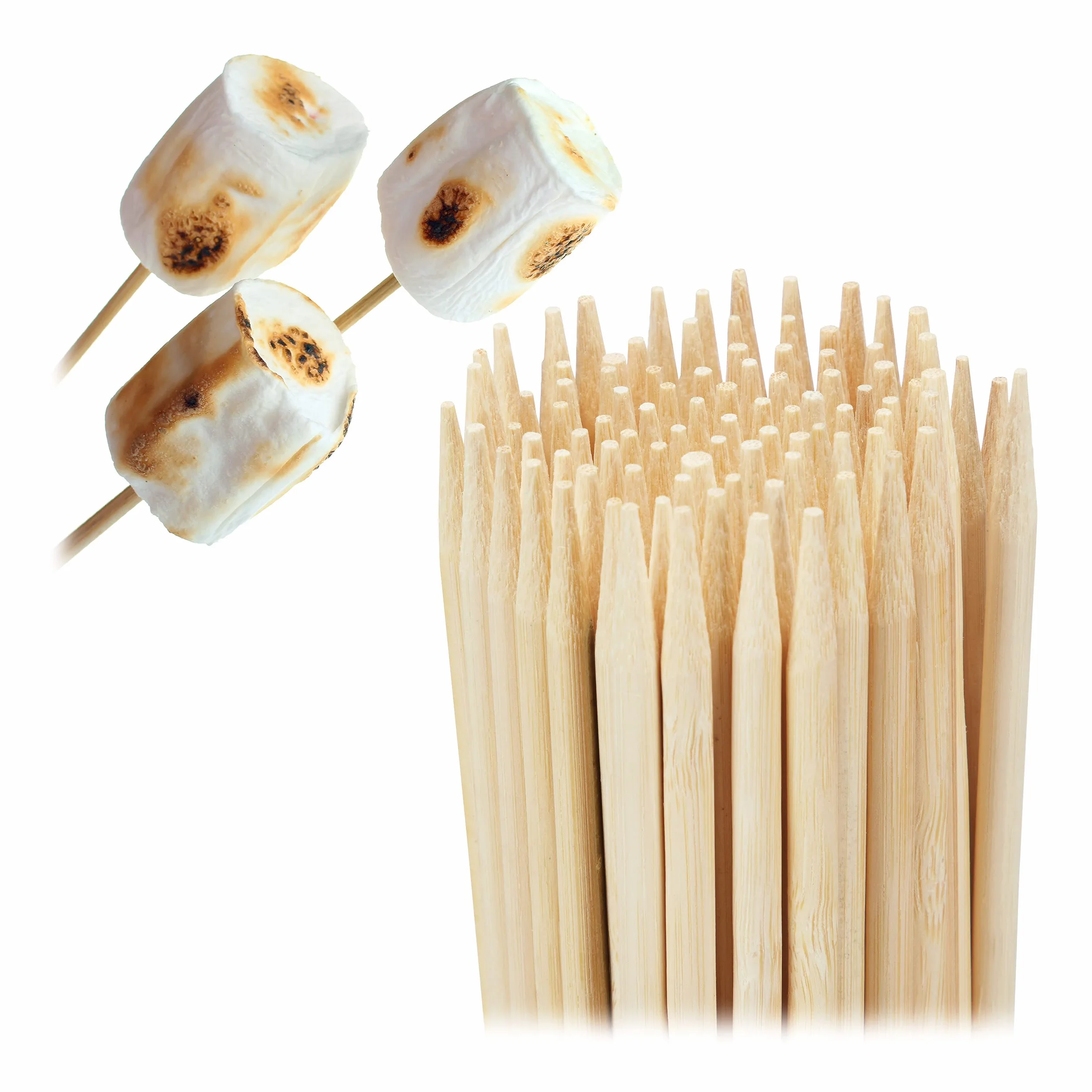Relaxdays Piques Bois 40 cm Lot 300 Bambou Barbecue Brochettes Nature Ø 4 mm