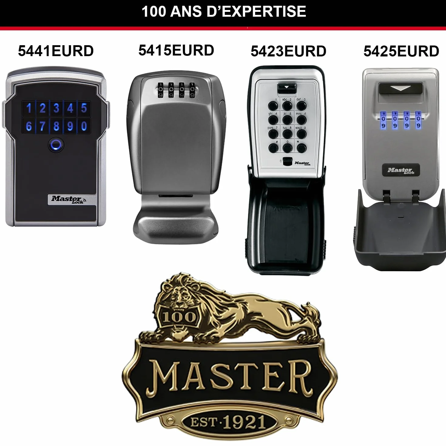MASTER LOCK Boite à clés sécurisée rétroéclairée Medium Fixation murale