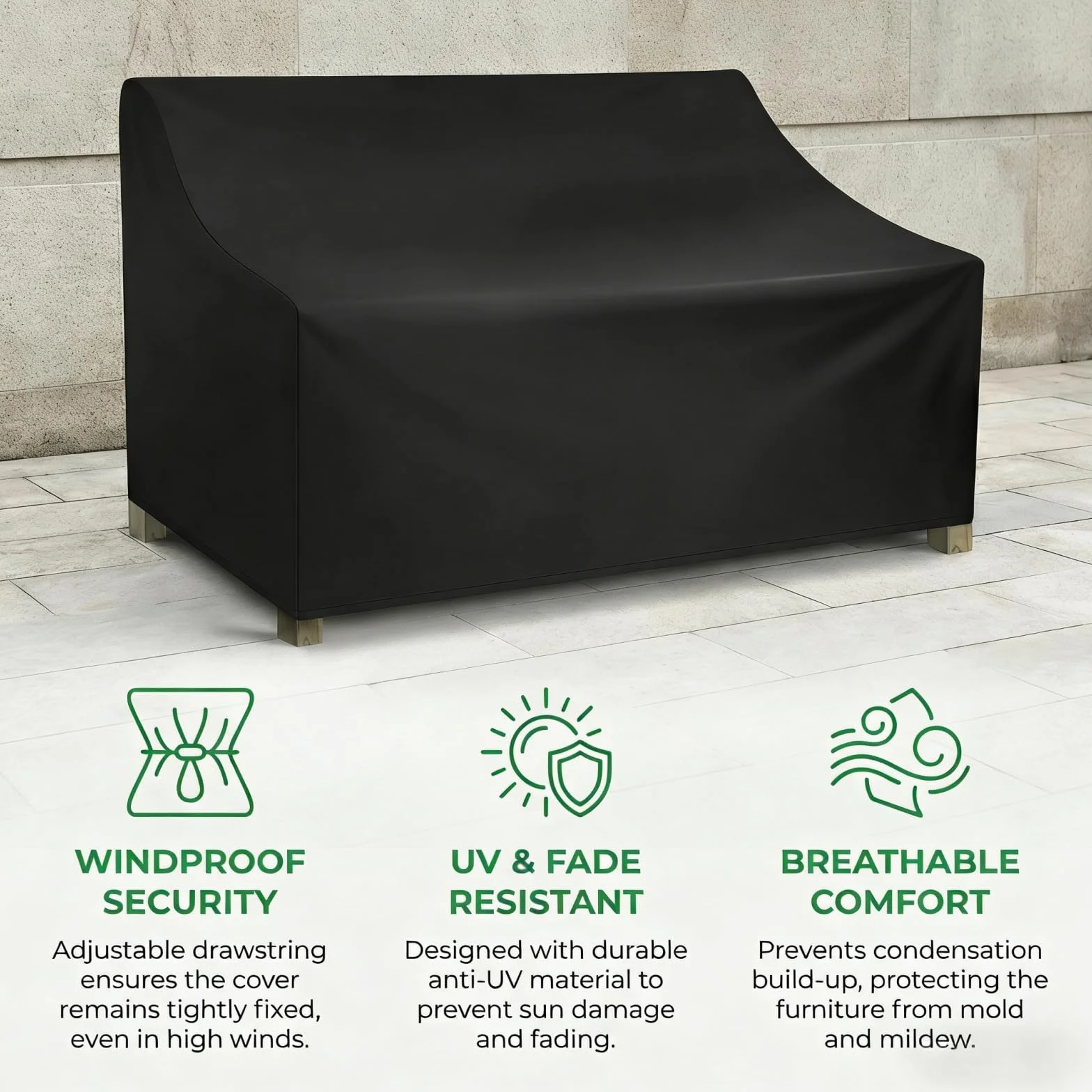 Housse de Banc de Jardin 2 Places Imperméable Oxford 210D Protection Extérieur UV