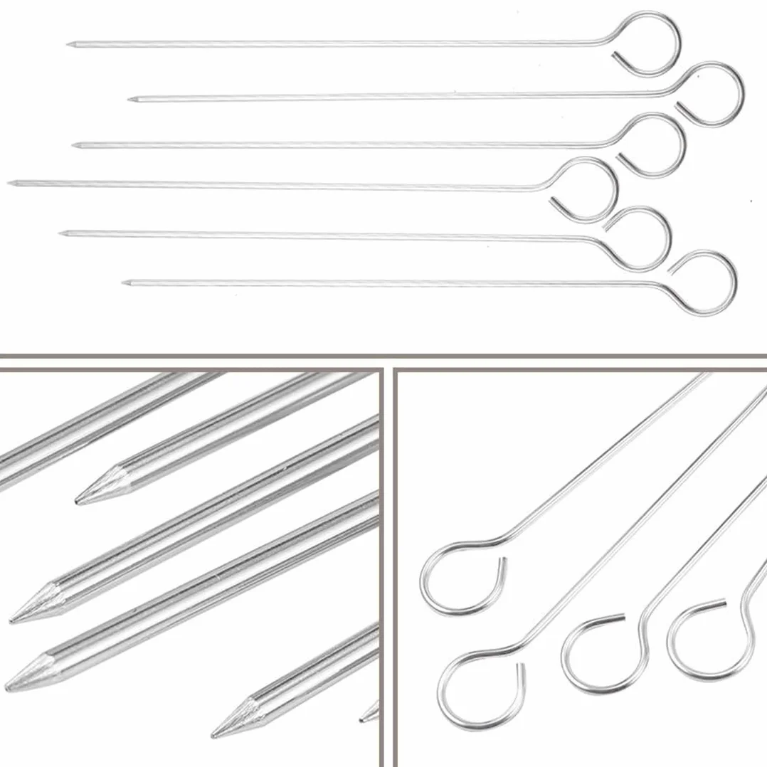 Brochettes en acier inoxydable 24,5 cm pour barbecue, lot de 20