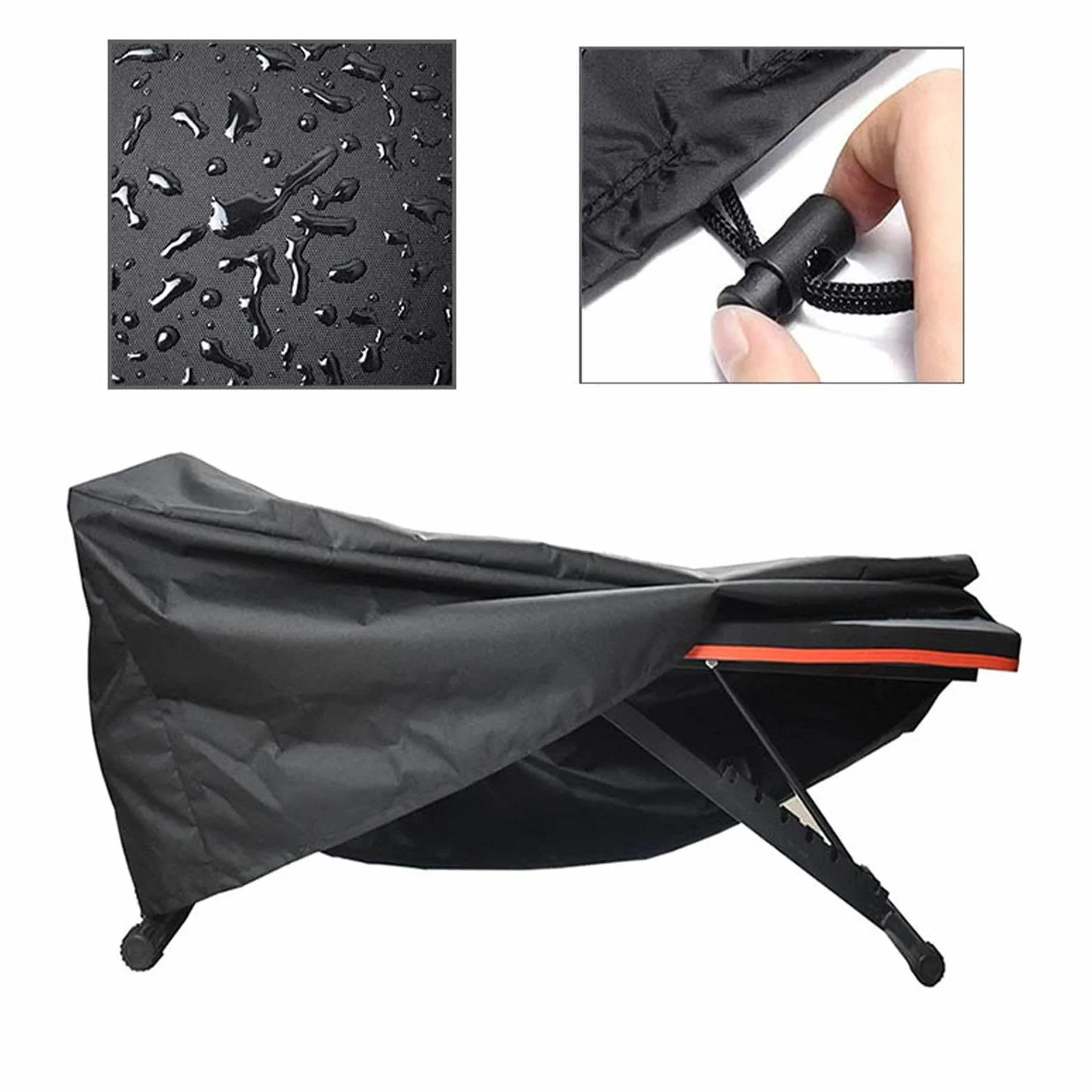 Housse Banc de Musculation Réglable Étanche Anti-UV Noir 127x58x44cm