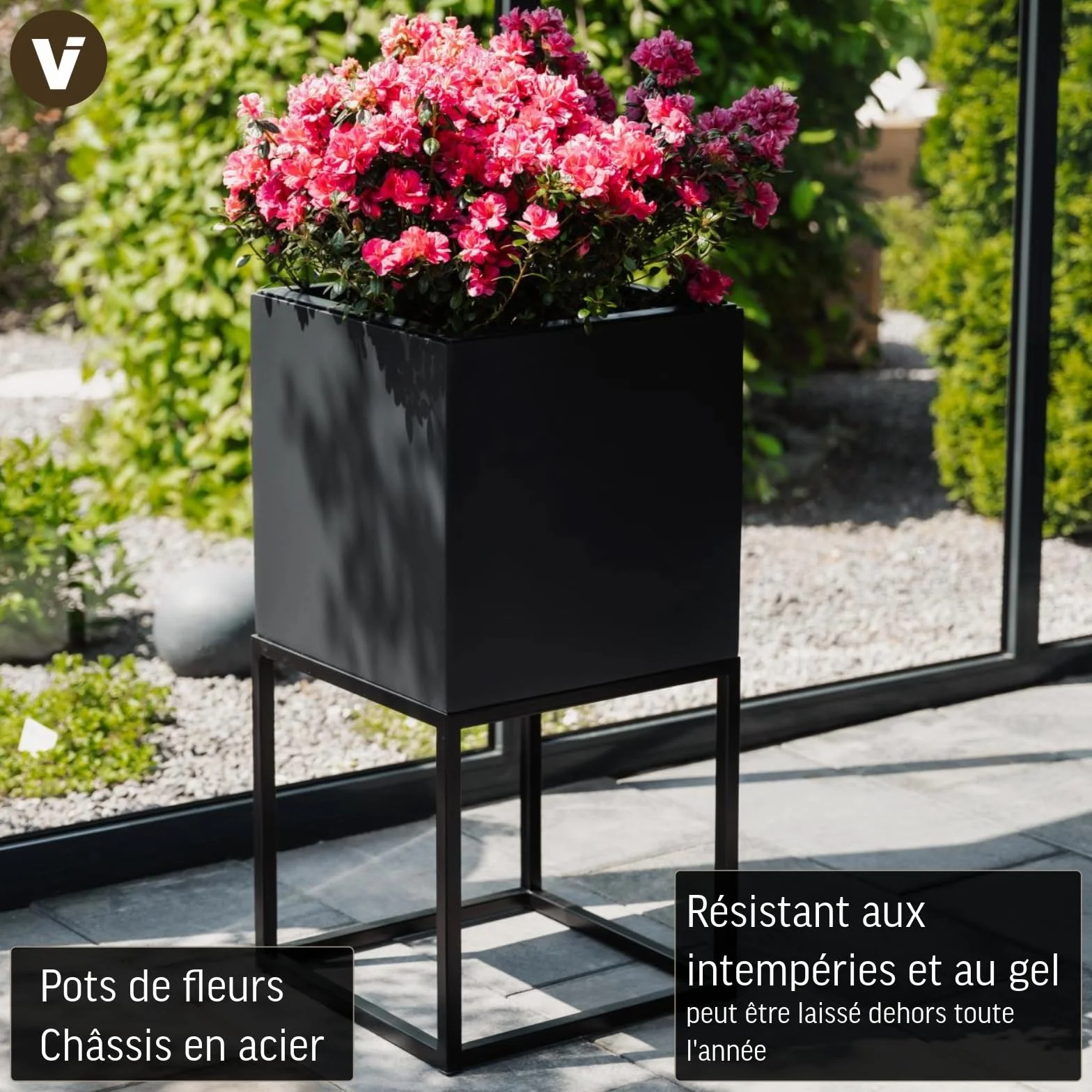 VIVANNO Jardinière Support Block Up Anthracite Noir 80x40x40