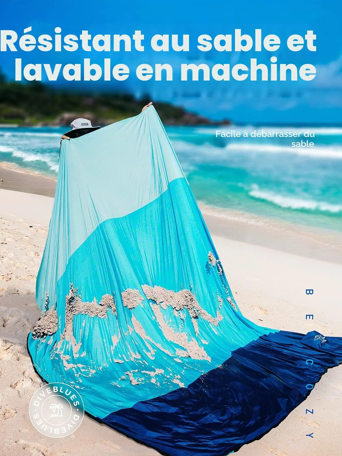 OCOOPA Grande Couverture de Plage 210 x 200cm Imperméable Anti Sable Pique-Nique