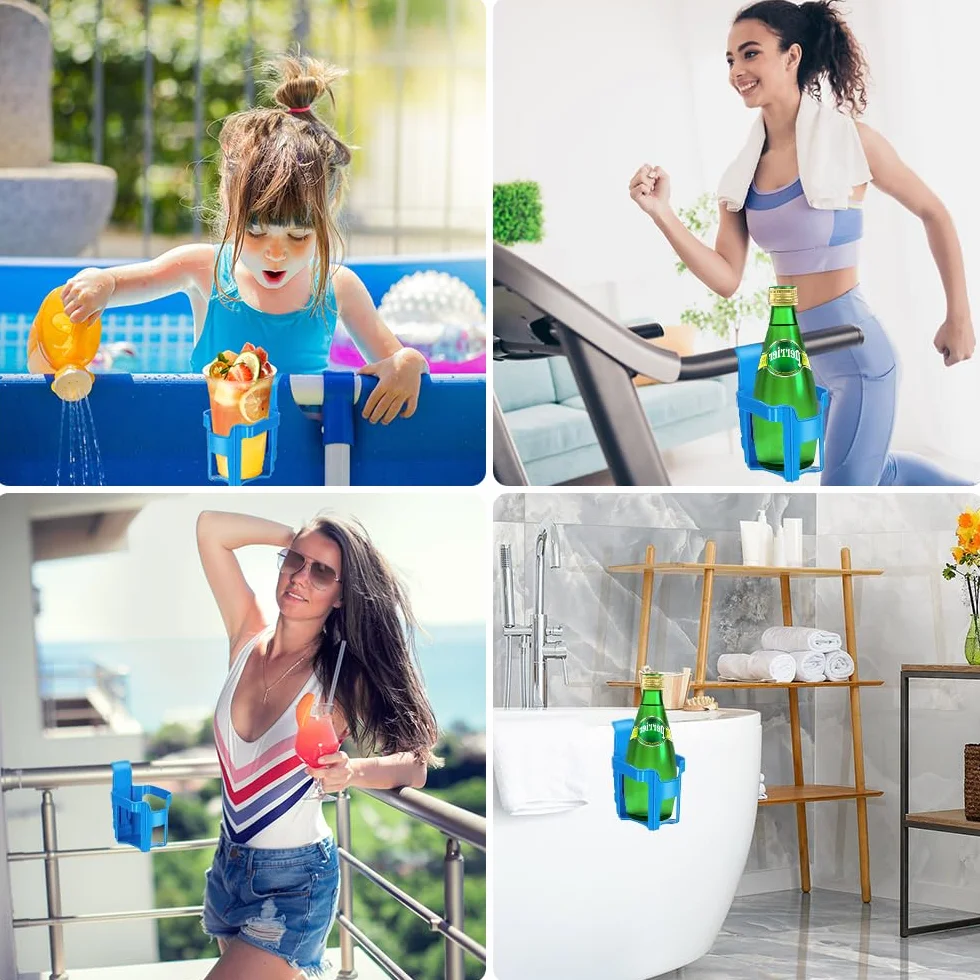 Porte Gobelet Piscine 2 Pièces Détachable Accessoire Hors Sol pour Boissons Fêtes D'été