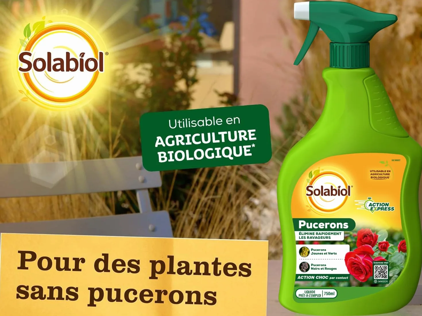 SOLABIOL Anti Pucerons Pulvérisateur 750ml Prêt À L'emploi Action Rapide