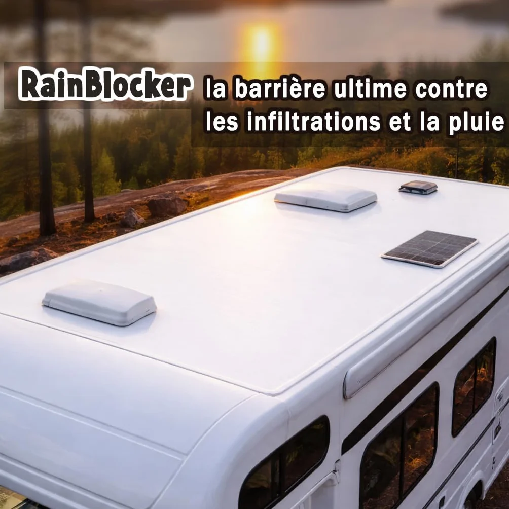 Resin Pro RainBlocker - Revêtement imperméable élastique pour toits Camper, Van et Caravan - Membrane protectrice, résistante à la pluie et aux sauts thermiques - Blanc avec anti-UV 1kg