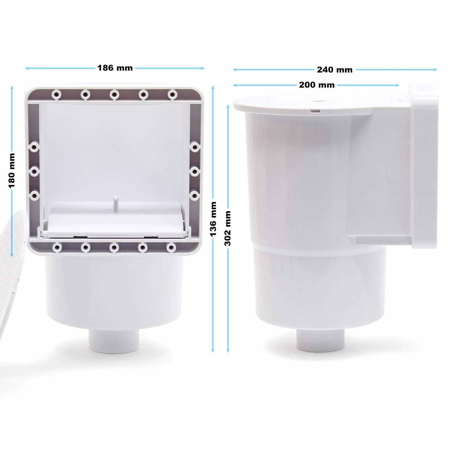 Kit Écumeur de Surface et Buse d'Entrée pour Piscine Wiltec – Skimmer Intégré avec Grand Panier