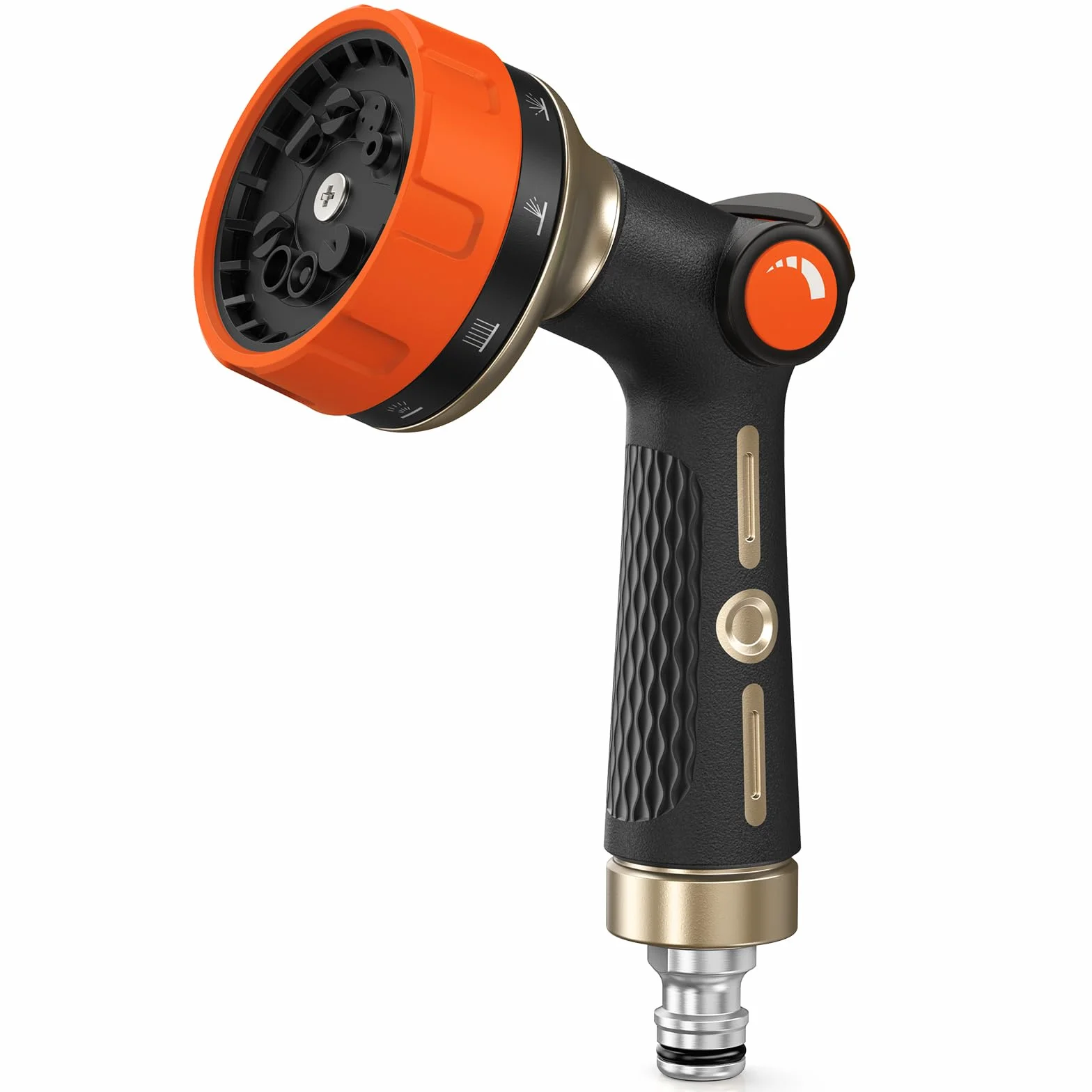 RAINPOINT Pistolet Arrosage Métal Robuste 10 Formes Pulvérisation Contrôle Débit Pouce Jardin Orange