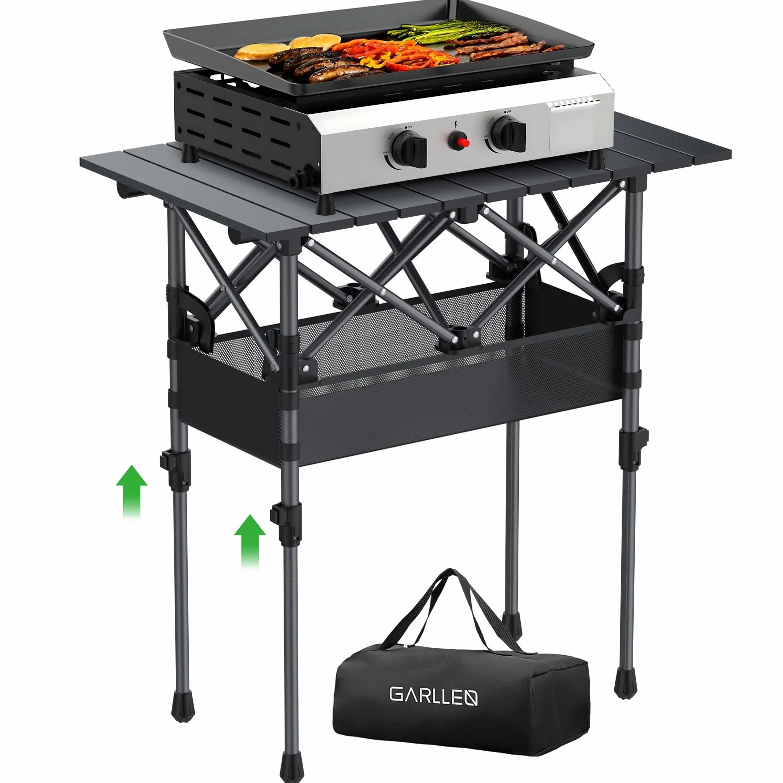 GARLLEN Table de Camping Pliante Portable Deux Réglages de Hauteur Imperméable 3-4 Personnes
