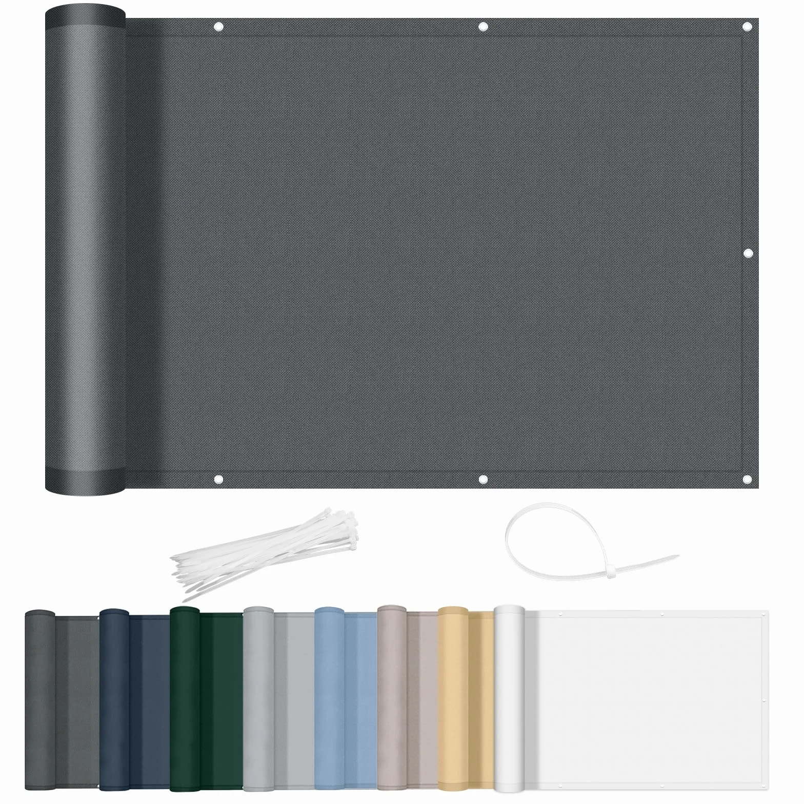 AXT SHADE Brise Vue Balcon 90x300cm Imperméable Protection UV Opaque Résistant Vent avec Trous Serre Câbles Exterieur Terrasse Anthracite