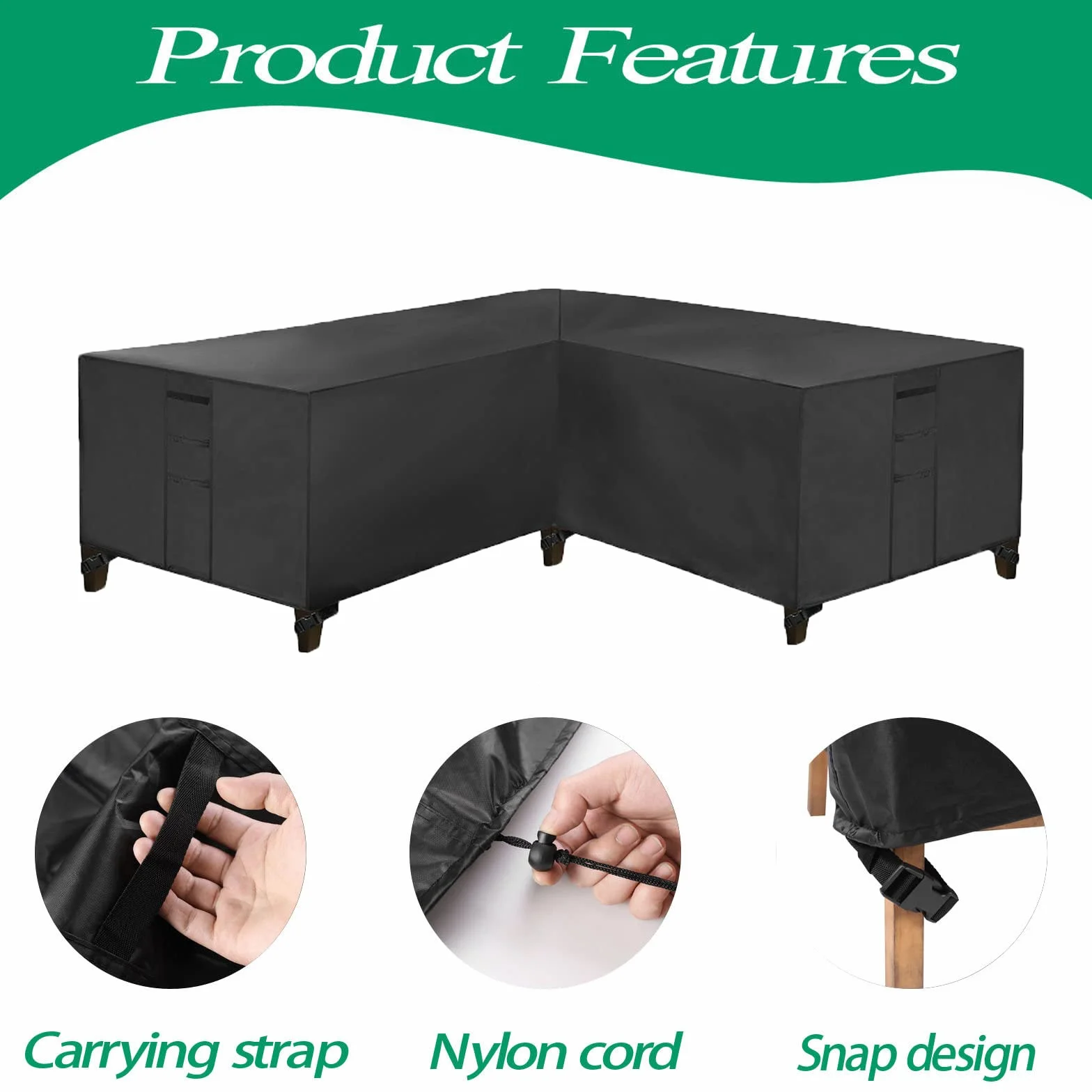 Housse Canapé Jardin Imperméable 420D Tissu Oxford Extérieur 250x250x100cm Noir