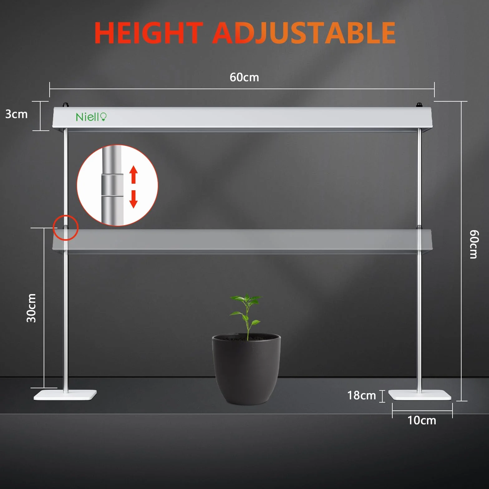 Niello Lampe de Croissance 60W Spectre Complet Haute Puissance pour Plantes d'Intérieur