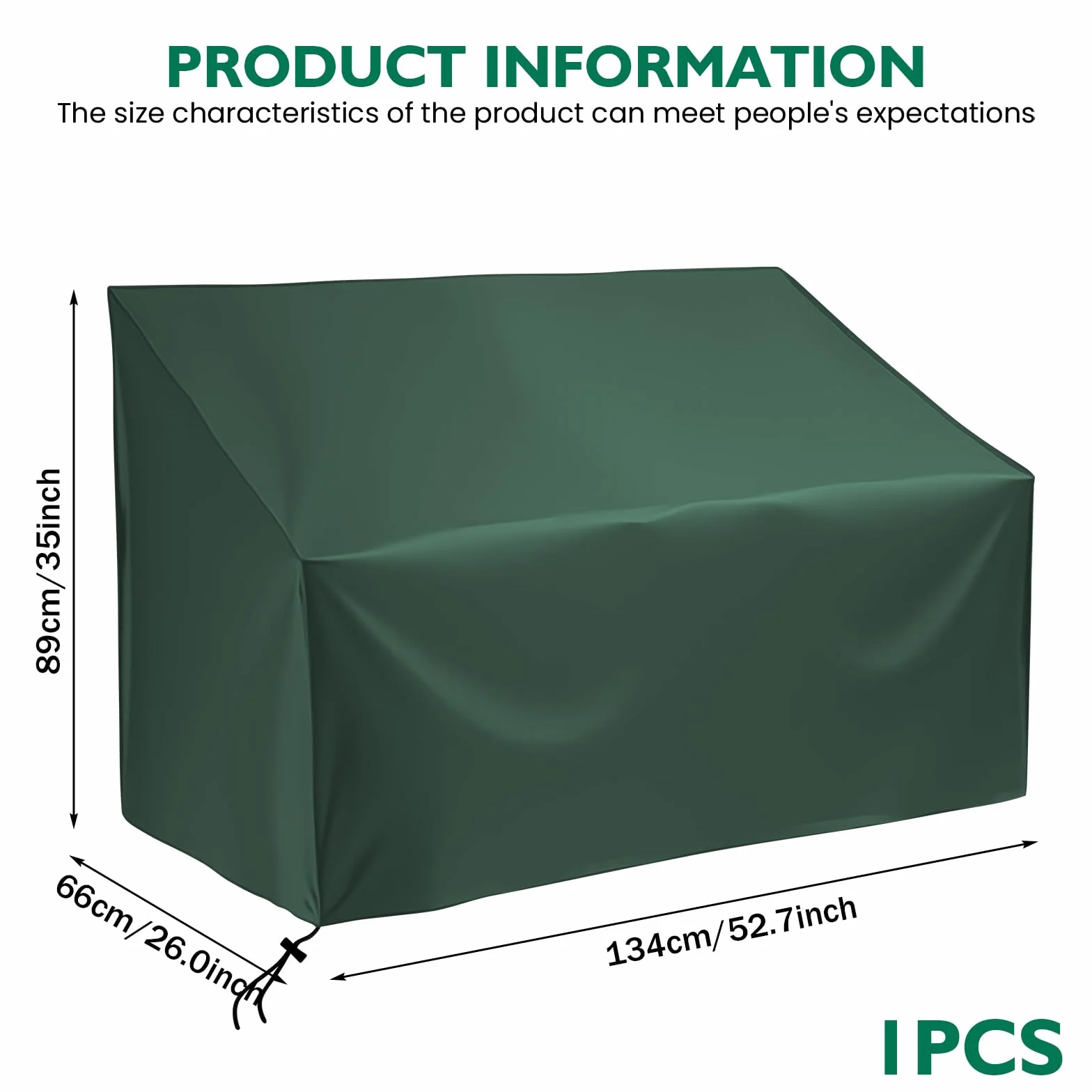 Housse de banc de jardin 2 places 134x66x89 cm imperméable protection extérieure