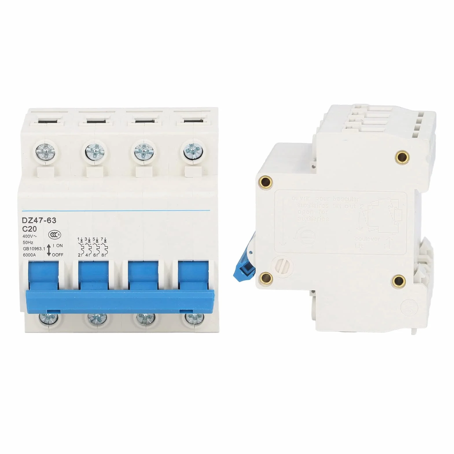 4P Miniature Disjoncteur Maison Disjoncteur Protection DIN Rail Mount Protection Surcharge pour La Maison 400V 20A