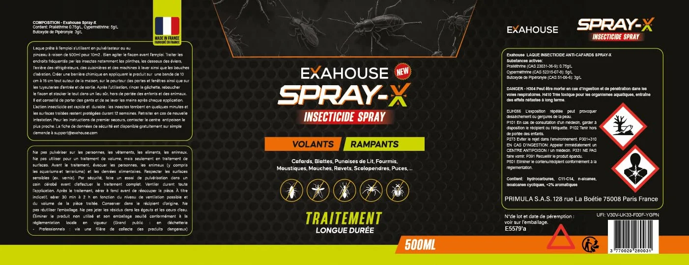 Exahouse Anti Cafards Spray Insecticide Professionnel Ultra Puissant pour Maison & Jardin