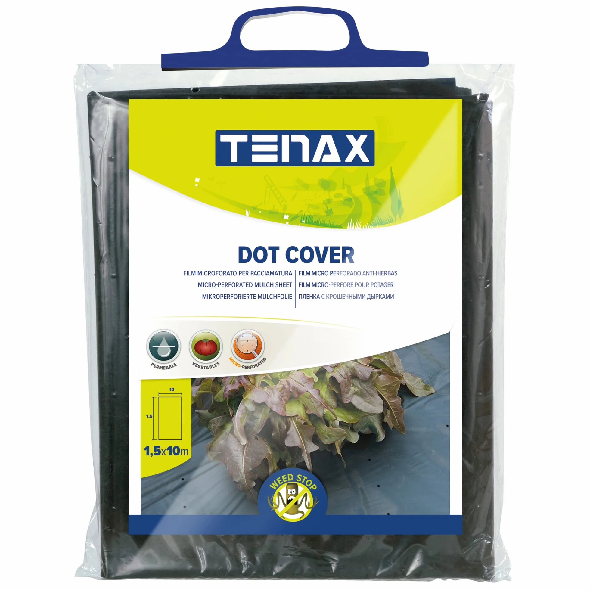 TENAX Film de Paillage Micro Perforé 1,50x10 m Noir Anti-Mauvaises Herbes pour Potager