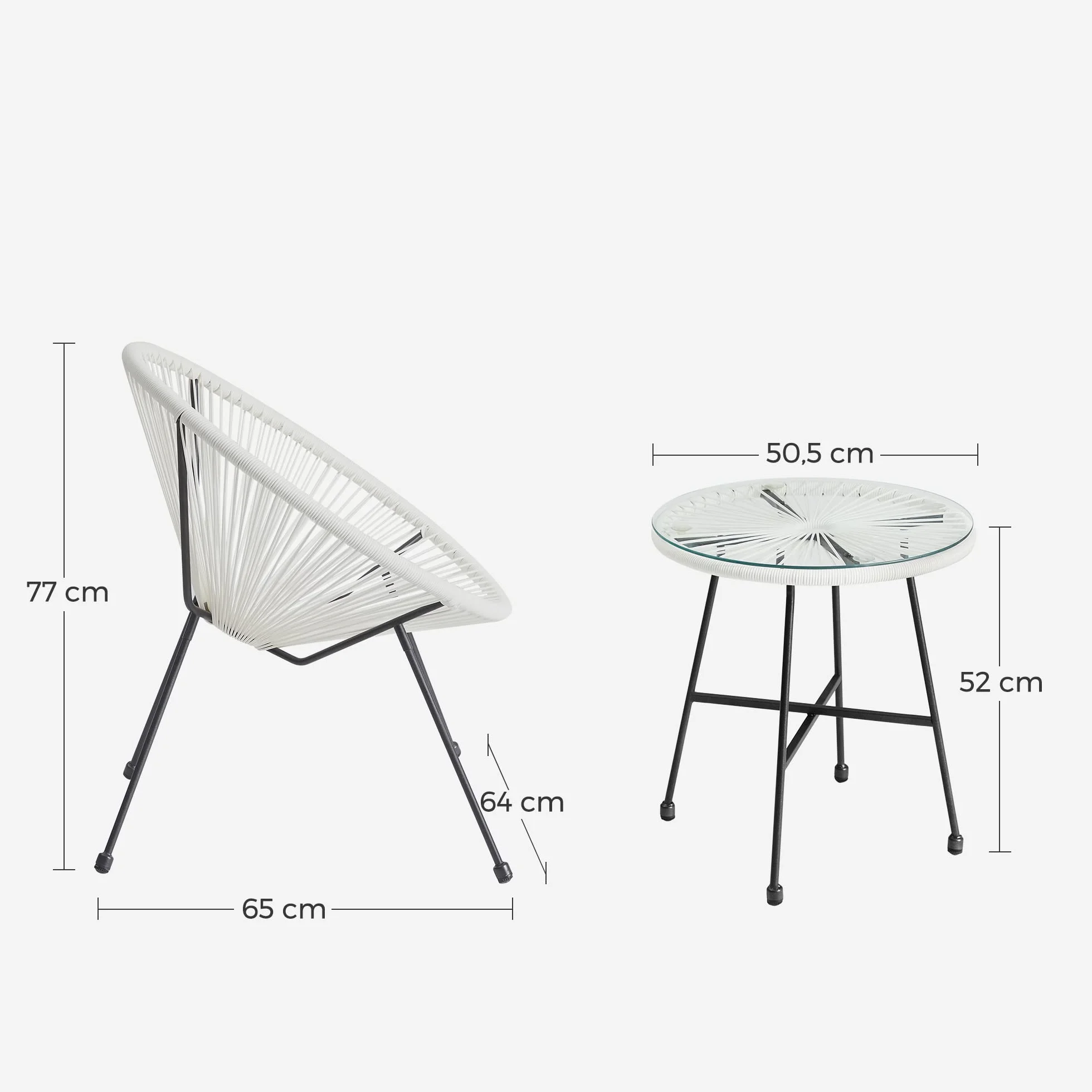 SONGMICS Salon de Jardin Acapulco Blanc GGF013W02