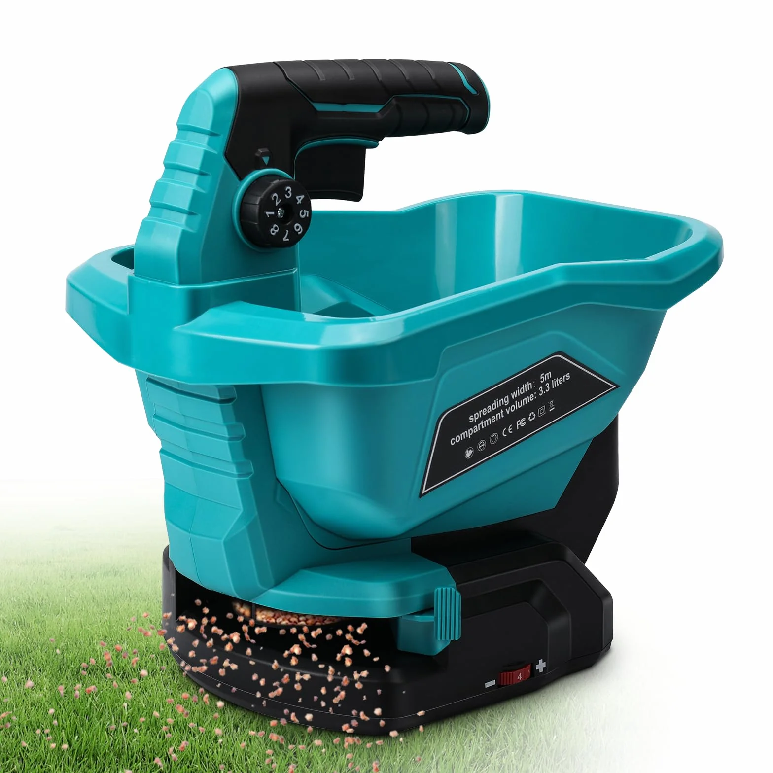Makita 18 V Épandeur d'engrais Portable 3,7 L Réglage de Vitesse 6 étapes Couvert 800 m²