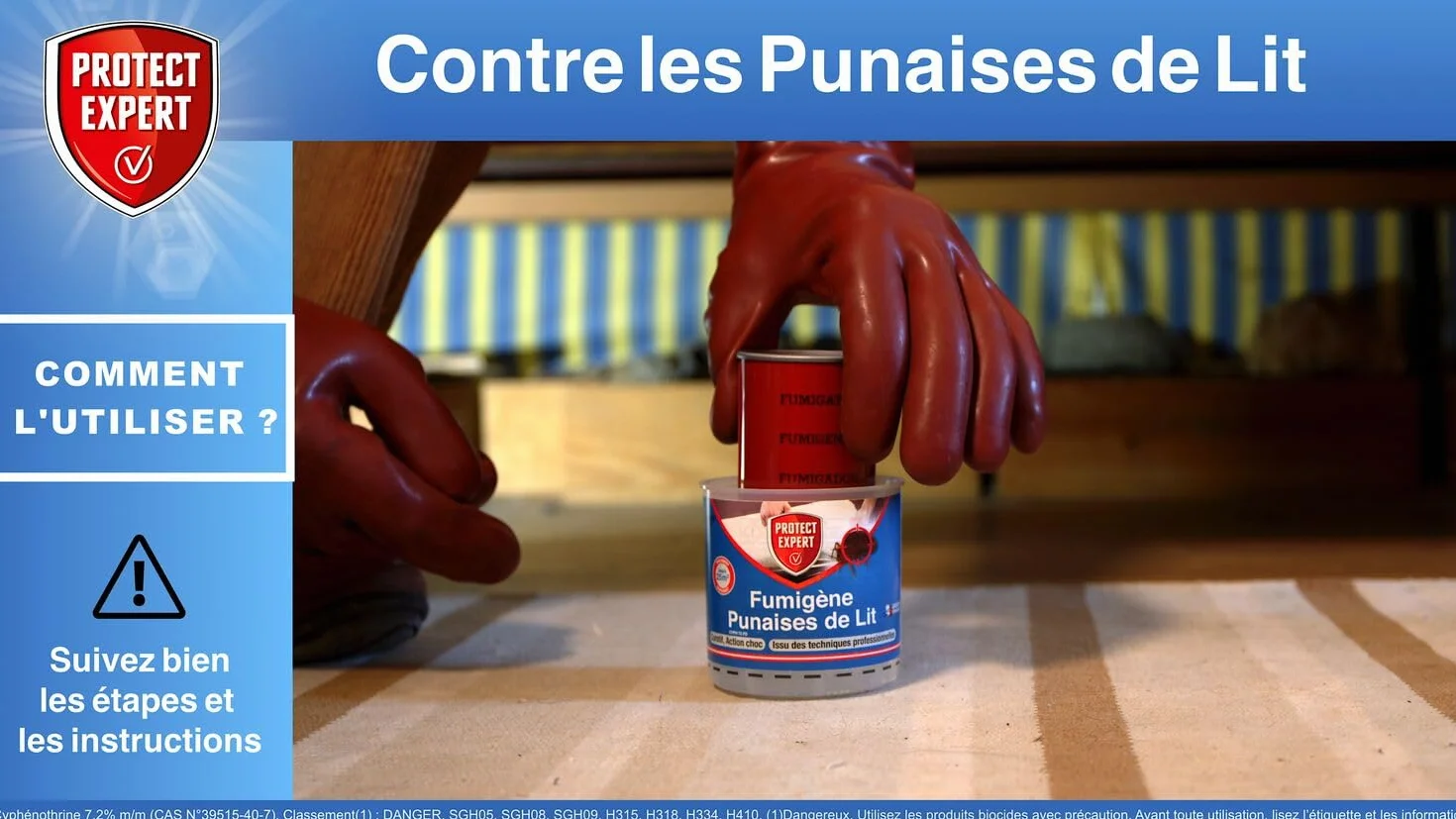 PROTECT EXPERT Lot de 2 Fumigènes Anti-Punaise De Lit 10g - Élimine Larves Punaises Acariens Action Choc