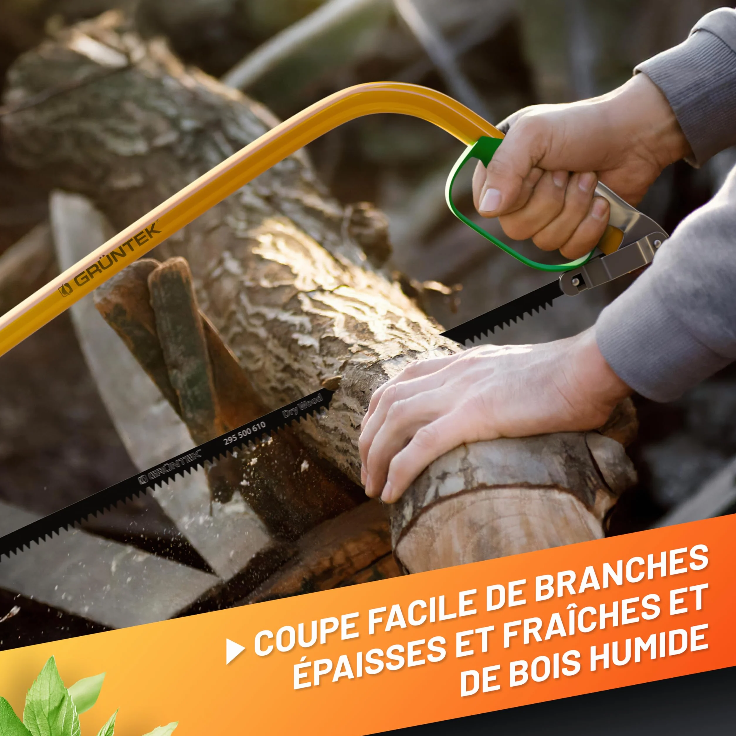 GRÜNTEK Scie à Buches. Scie Manuelle Élagueuse Bois Archet à Branches Coupe agressive MARLIN. Scies à main 610mm