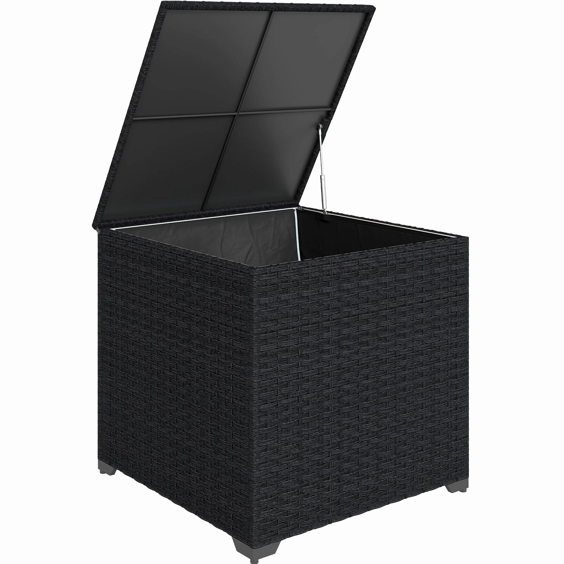 Outsunny Coffre de Jardin en Résine Tressée 253 L Imperméable, Rangement Extérieur 72 x 72 x 70 cm Noir