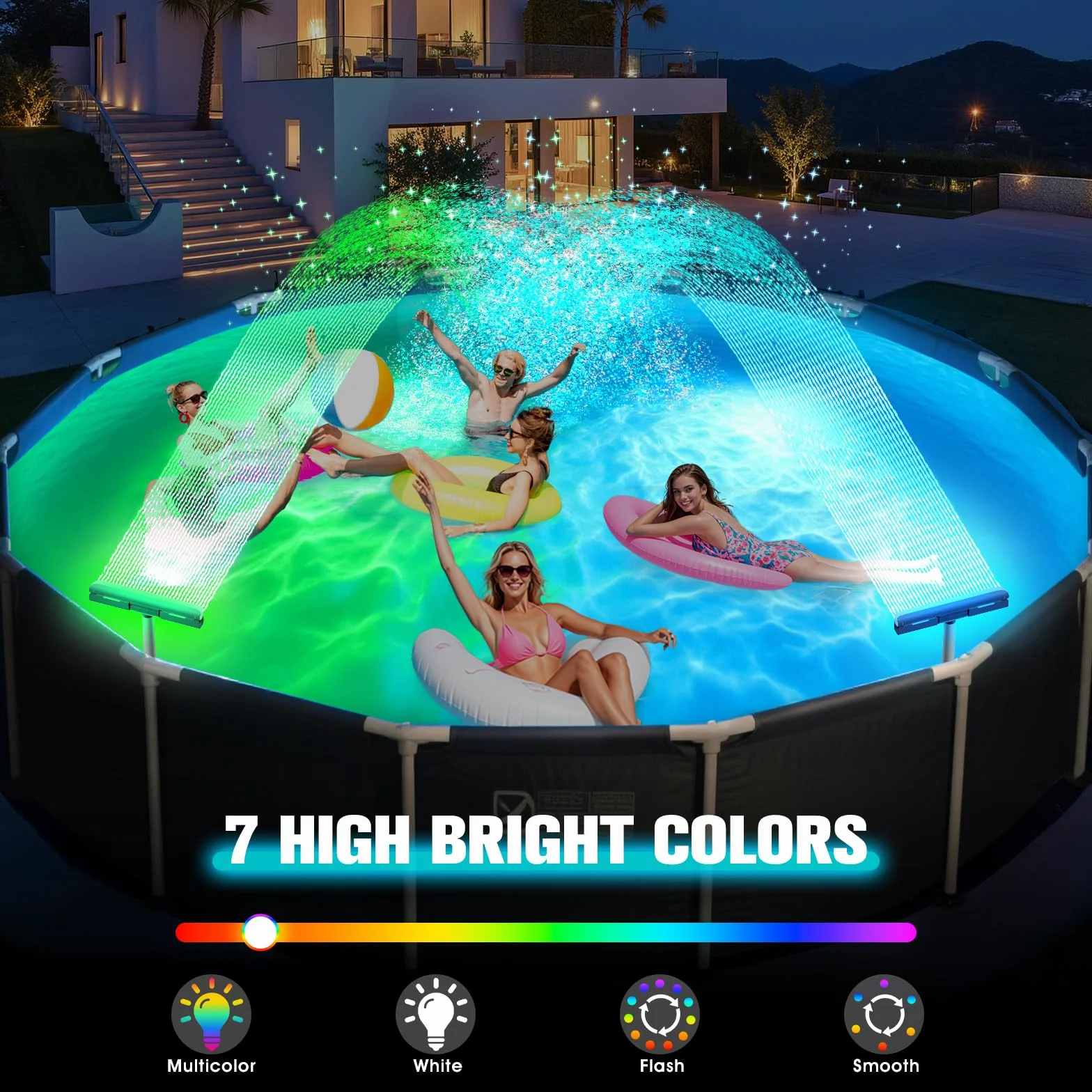 KingSom Fontaine Piscine Cascade Rechargeable avec Télécommande, Accessoires Piscine Hors Sol Creusées Réglable Violet