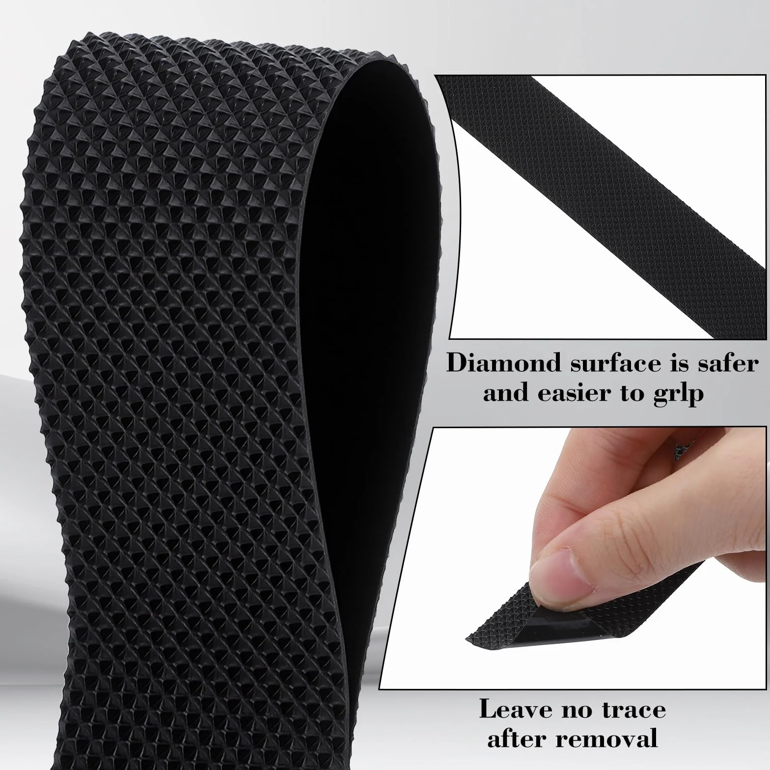 Bremorou Ruban antidérapant en caoutchouc noir de 5 m, 2,5 cm, robuste, imperméable, non abrasif, résistant à l'usure, pour intérieur et extérieur, pour rendre les poignées et les surfaces de contact