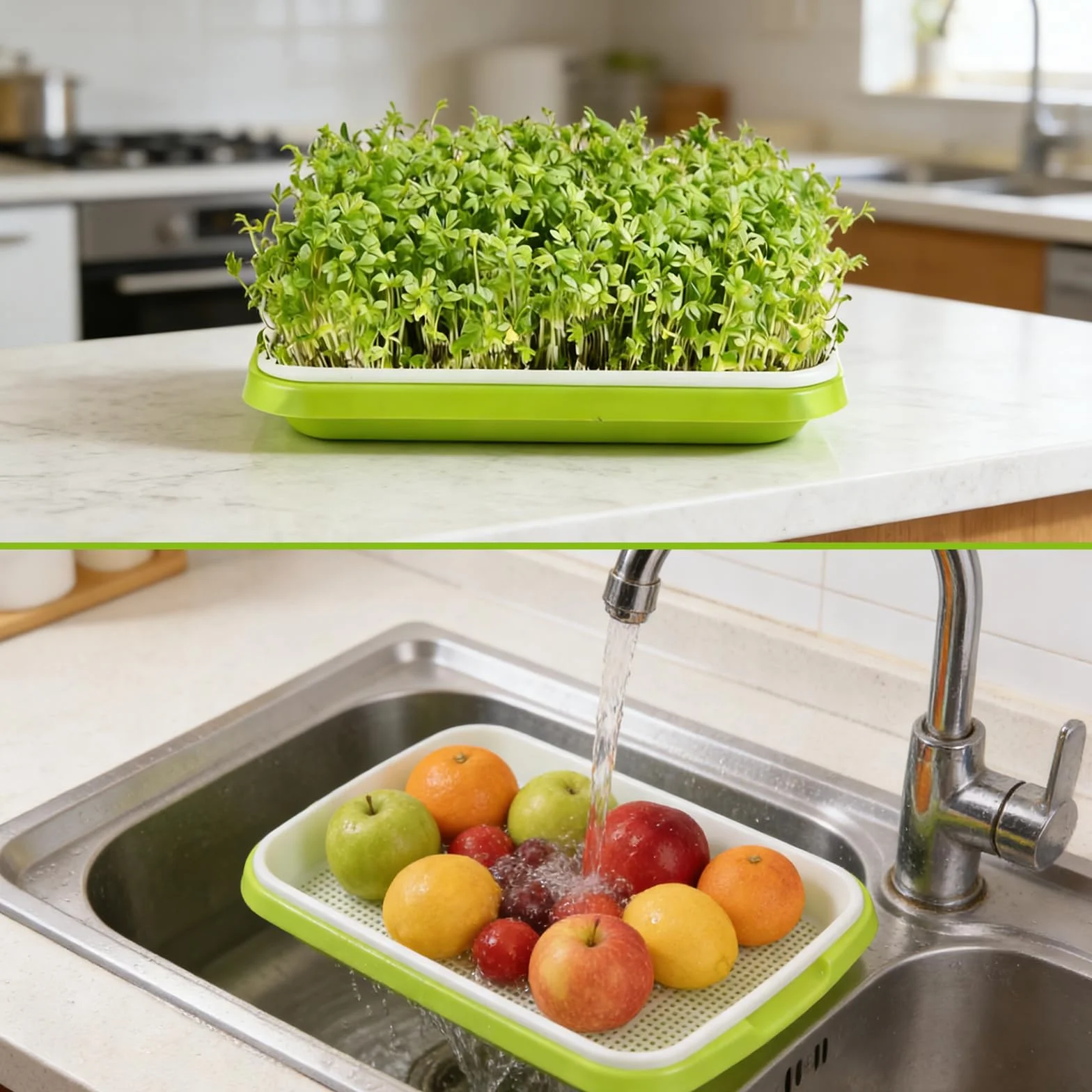 Bacs à Semis Hydroponique 2 Pièces, Plateau de Germination sans BPA, Rectangulaire Germoir à Graines