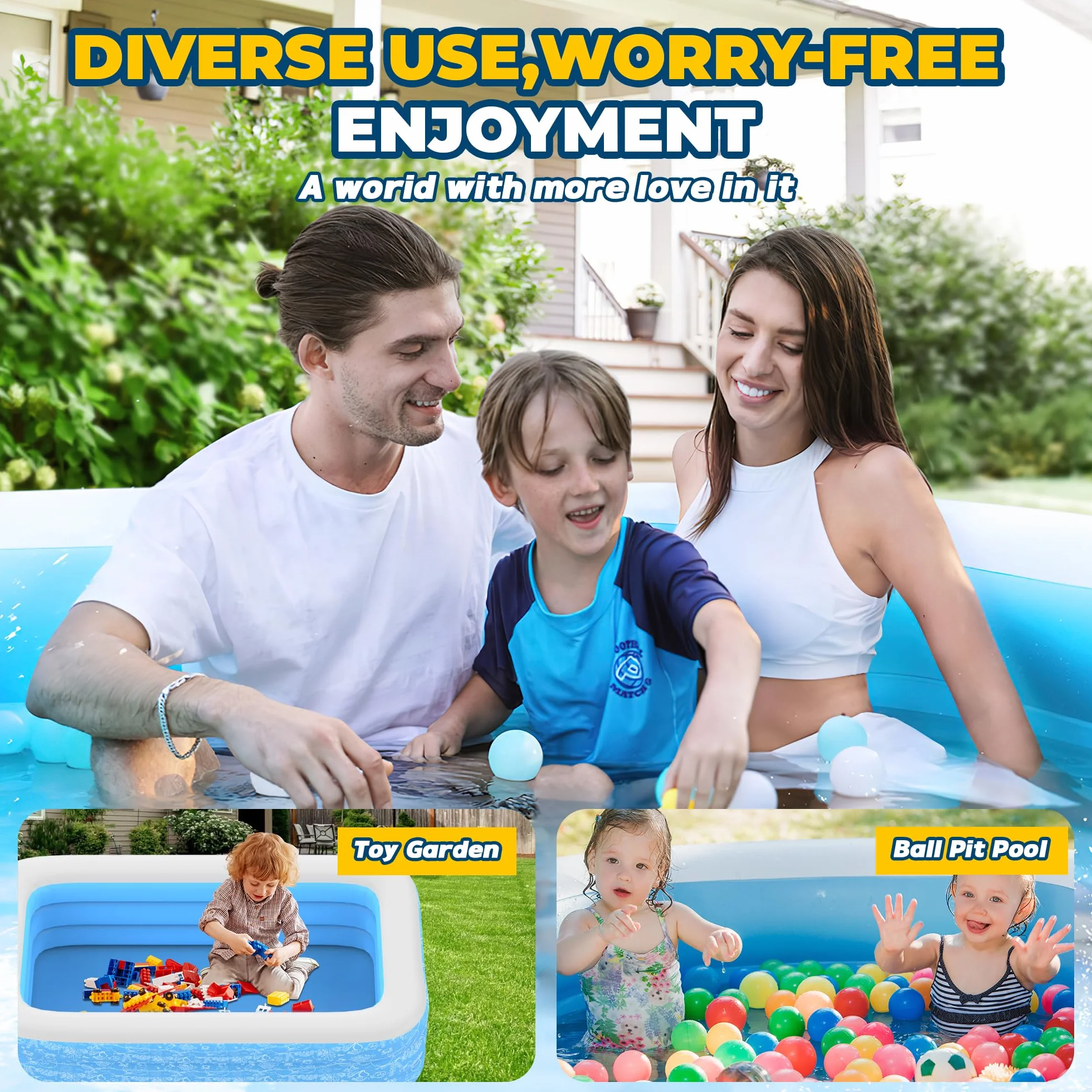 Piscine gonflable 180 x 137 x 58 cm pour enfants et adultes, durable
