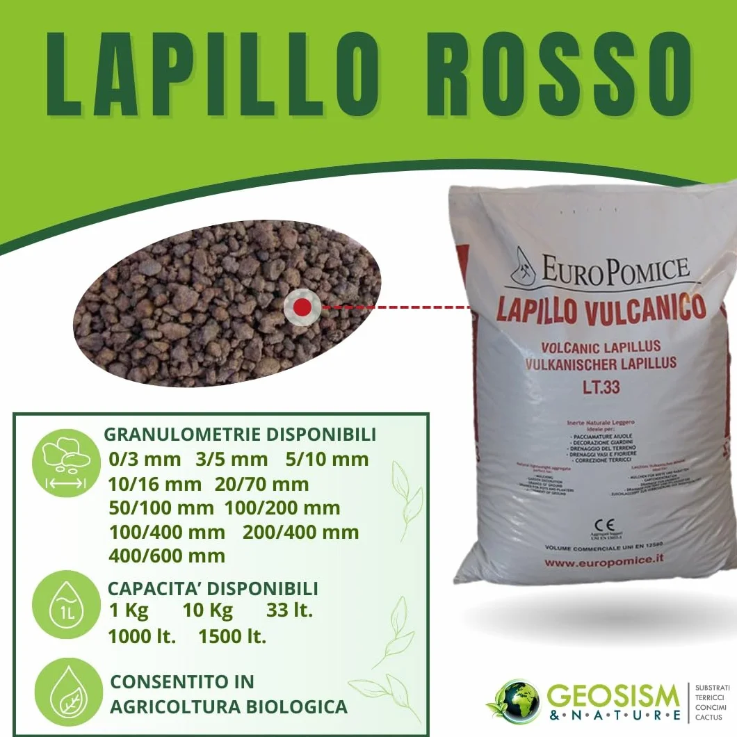 Lapillo vulcanico rosso 5/10 mm 1 kg