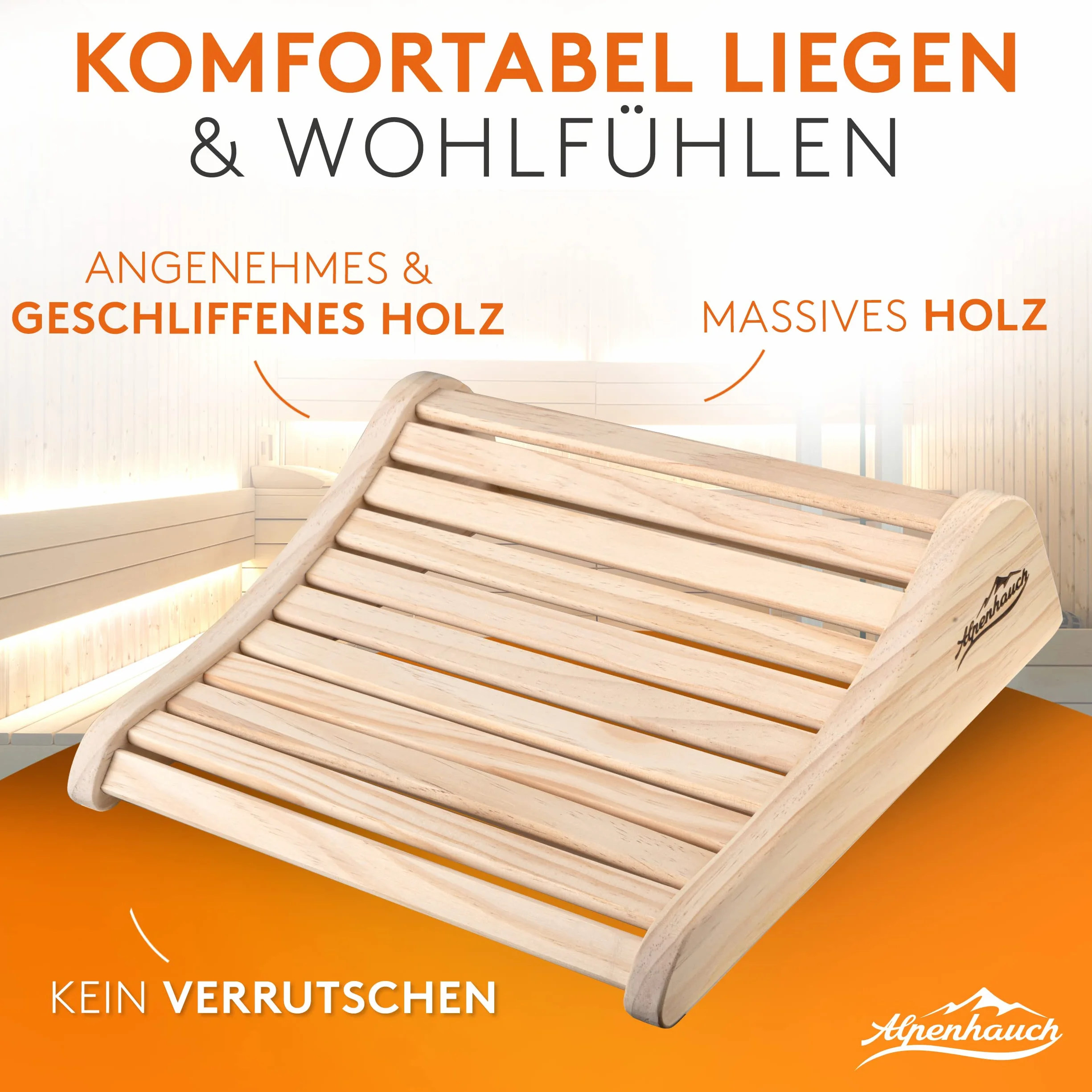 ALPENHAUCH Lot de 2 appuie-tête ergonomiques en bois pour sauna - Accessoire cabine infrarouge