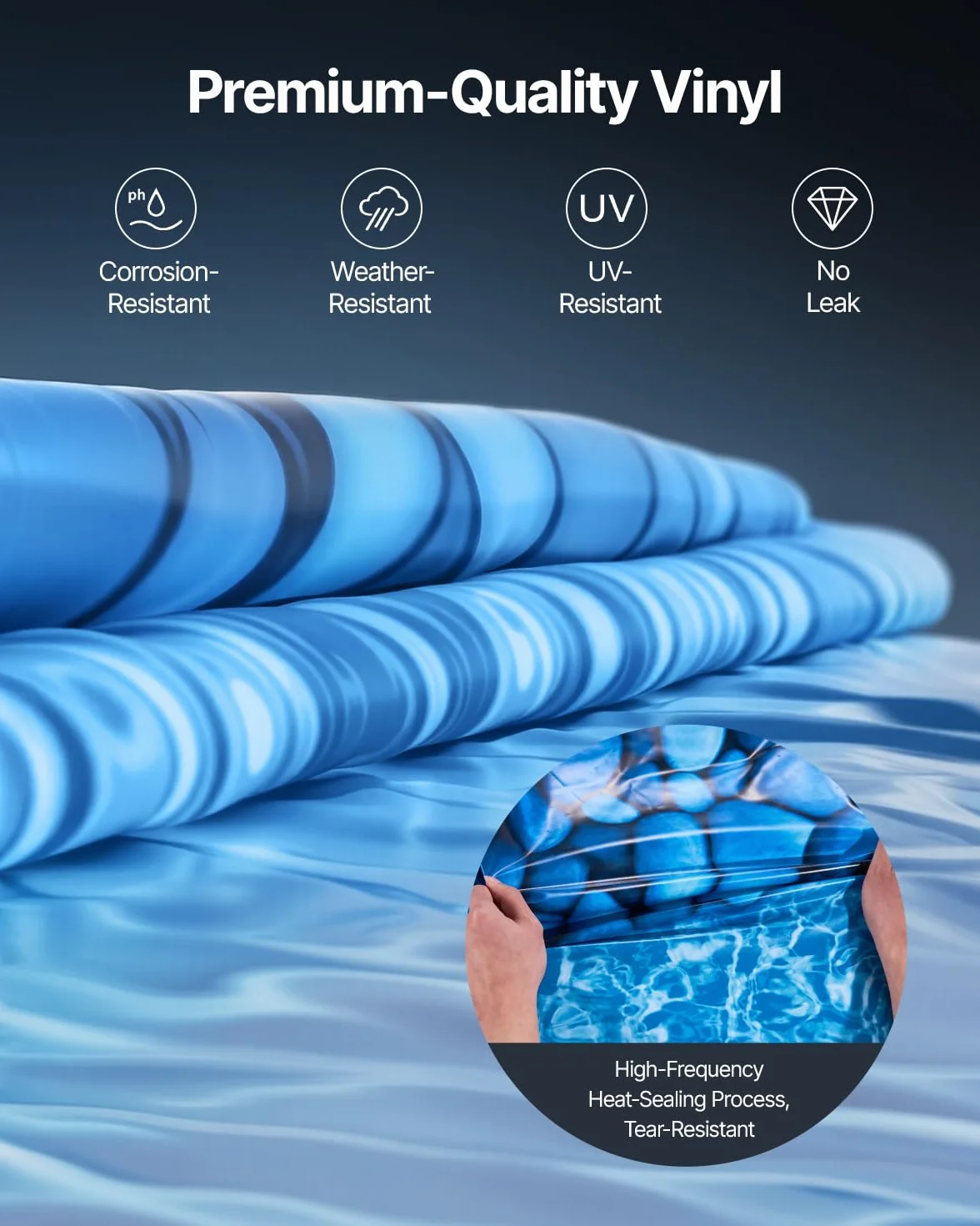 VEVOR Revêtement de Piscine Ronde 732x147 cm Chevauchement Vinyle Calibre Standard Résiste à l'usure