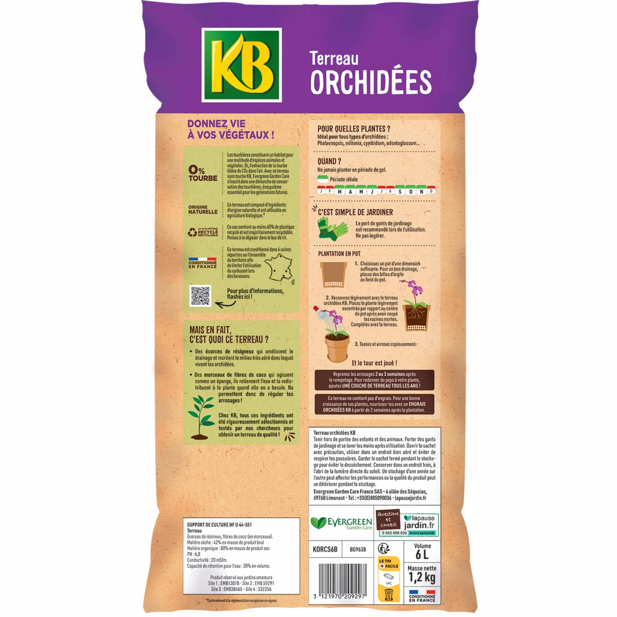 KB terreau orchidées 6L