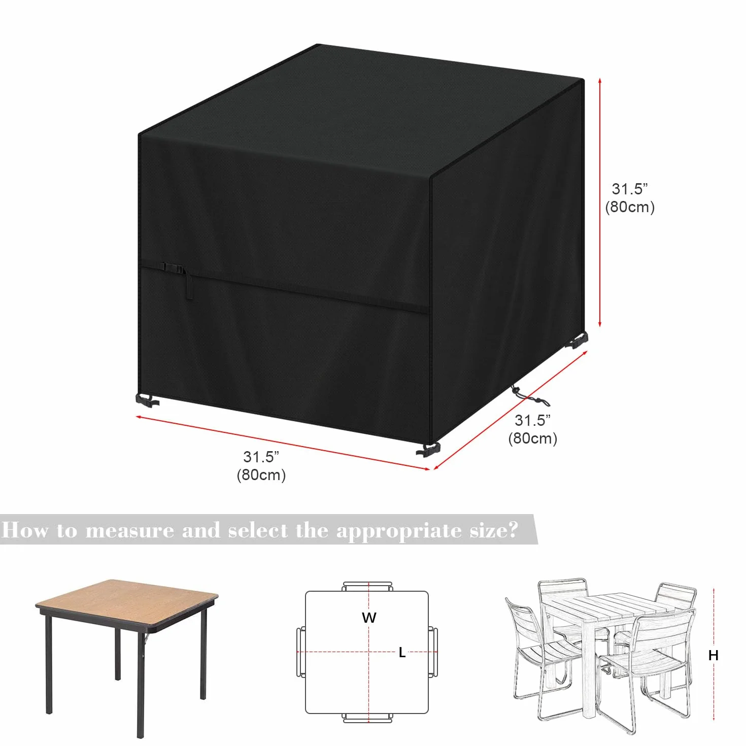 Housse Table Basse de Jardin 80x80x80cm Protection Exterieur 420D Oxford Tissu Imperméable