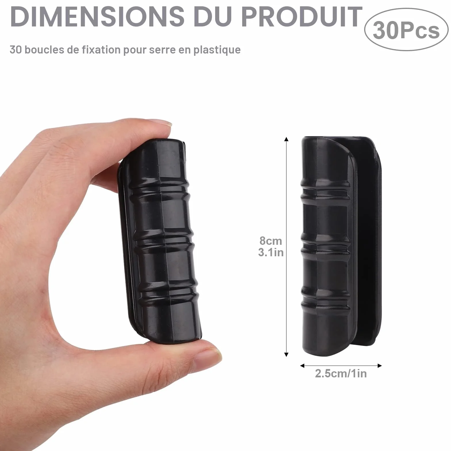 30 PCS Jardin Bâtiments Tube Clip, Clips en Plastique pour Serre Film, Noir 25mm