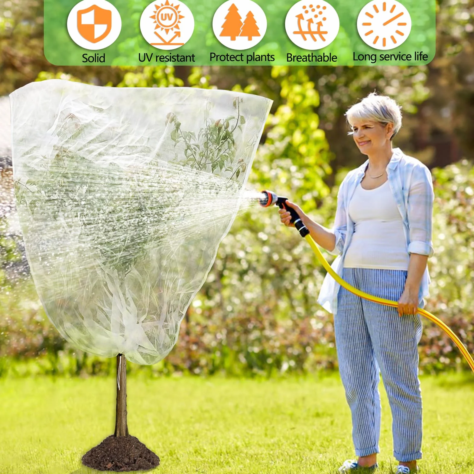 Filet de Protection pour Arbres Fruitiers 3x3m Anti-Oiseaux et Insectes avec Fermeture Éclair Blanc