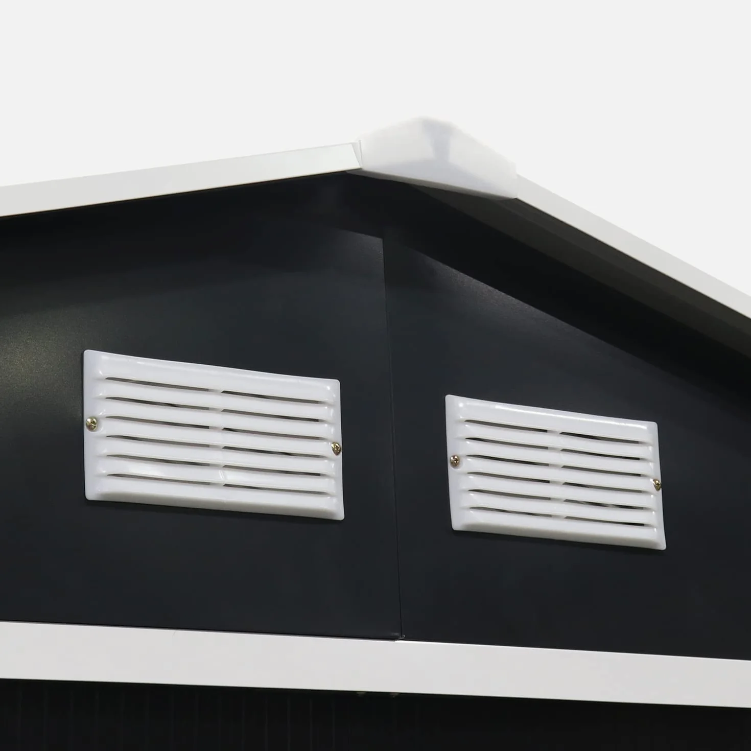 Abri de Jardin en métal Calaisis 7.06m² Gris Anthracite et Blanc Cabane à Outils Deux Portes coulissantes