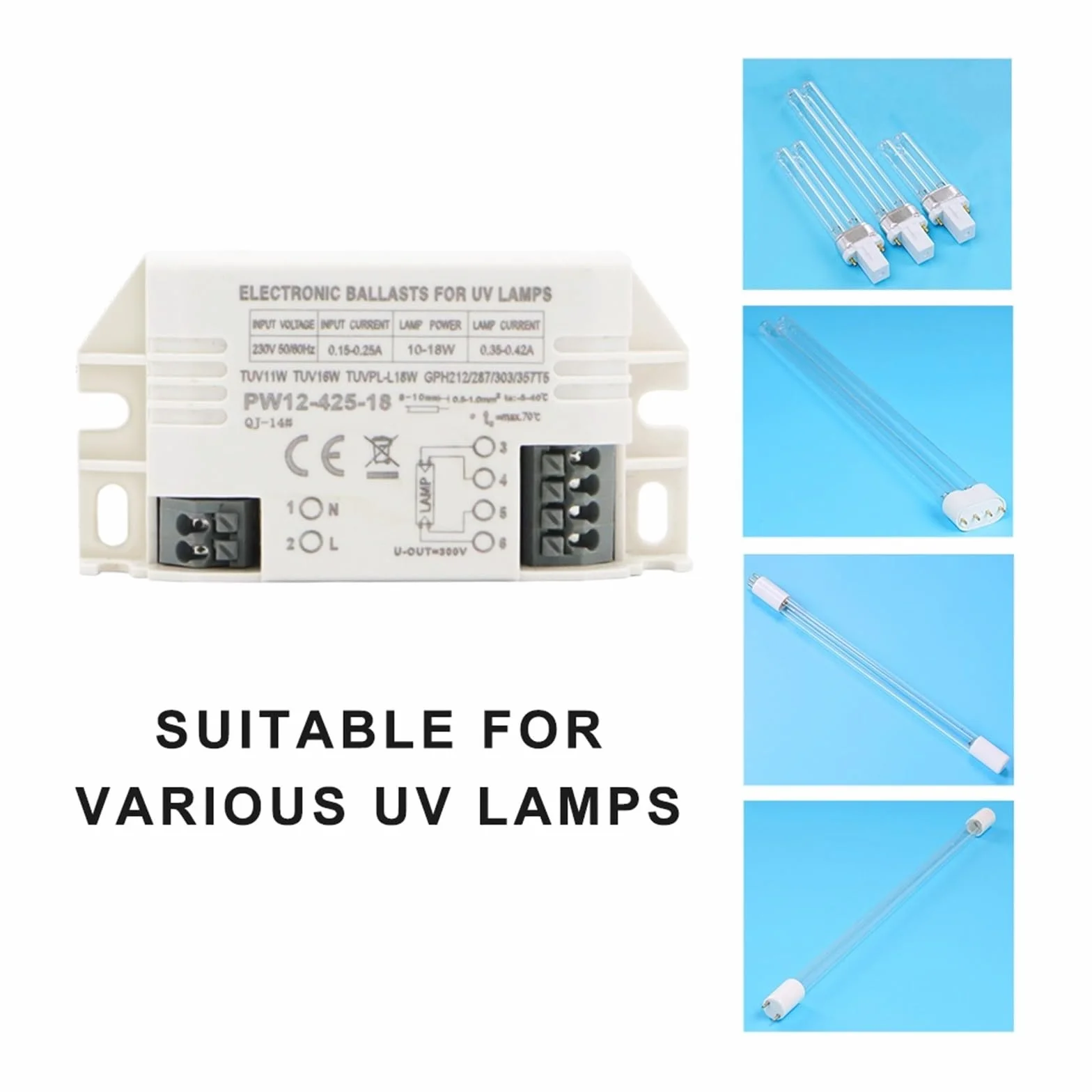 Ballasts électroniques universels 4-18 W AC220 V for Lampe UV Lampe de désinfection Germicide ultraviolette Lampes de stérilisation UVC