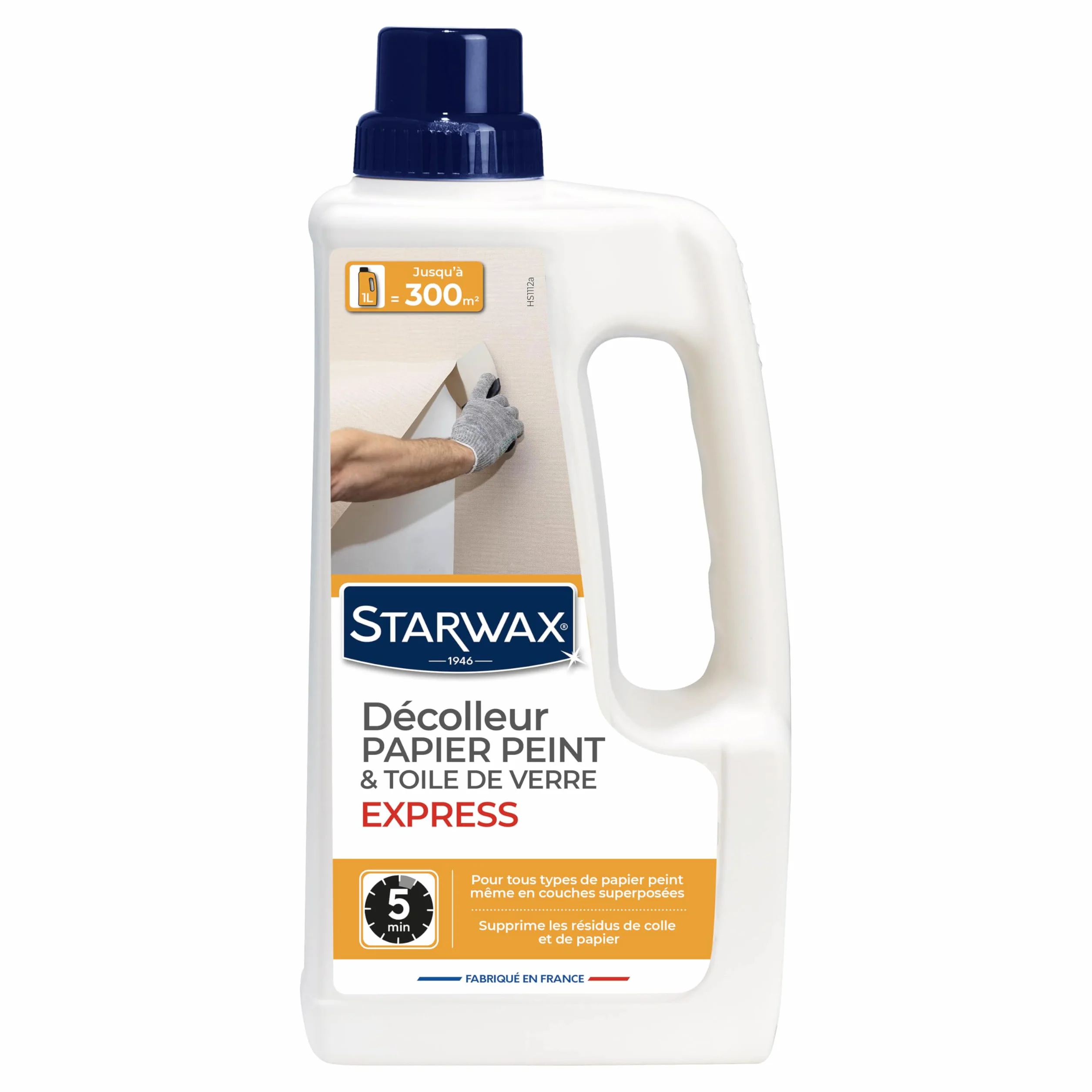 STARWAX Décolleur Express papier peint 1L, décolle tous types de papier peint et supprime les résidus de colle, efficace dès 5 minutes, fonctionne sur papier peint sec ou ancien